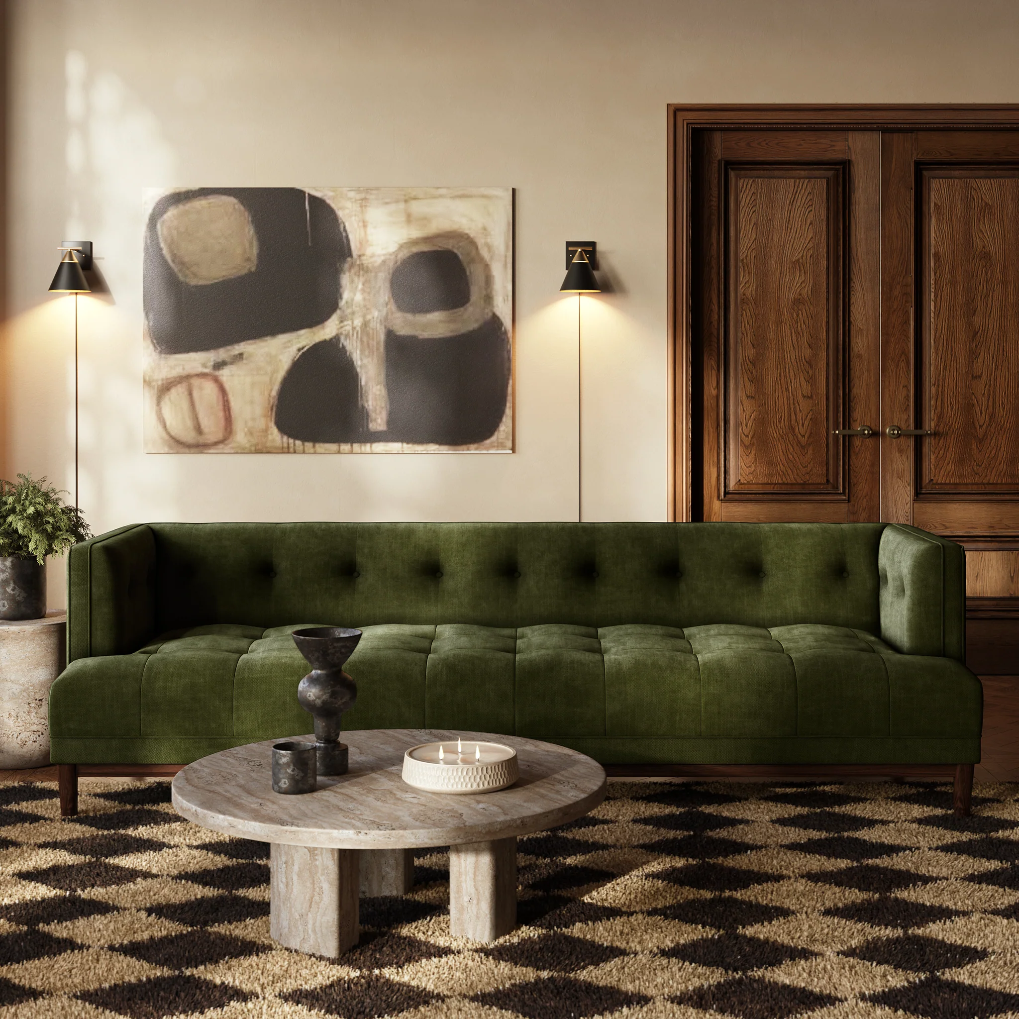 Bolton 100" Sofa | Distressed Green Velvet - Image 3