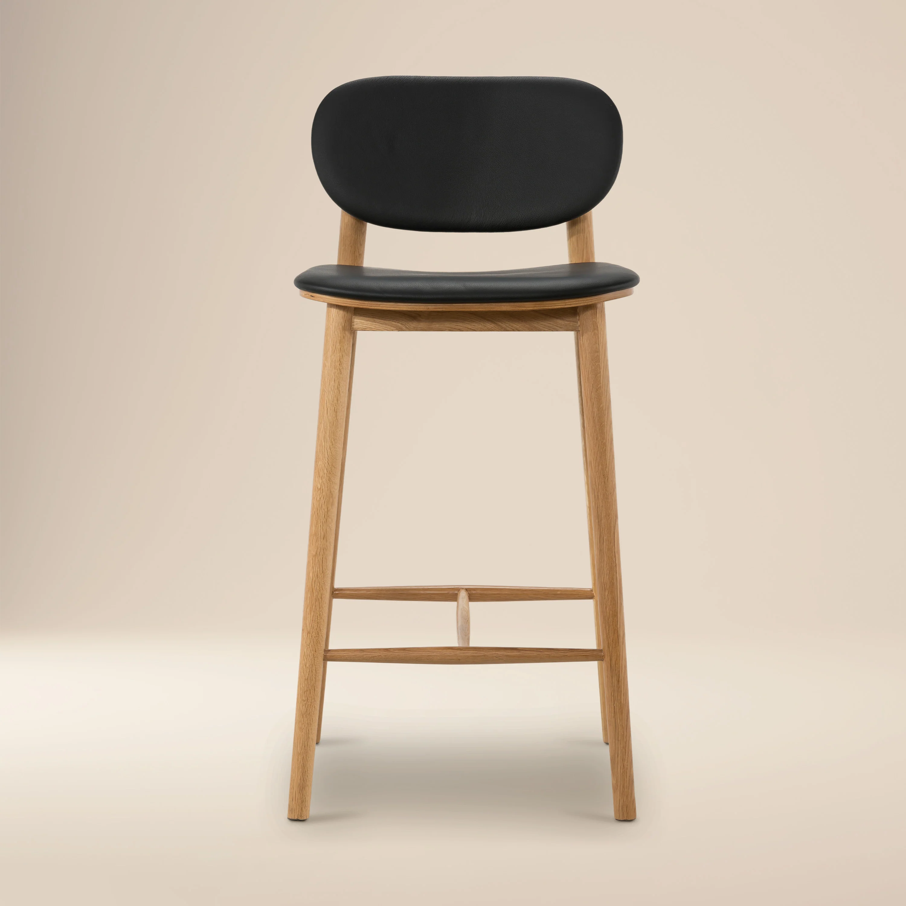 Bonato Leather Counter Stool | Black/Oak