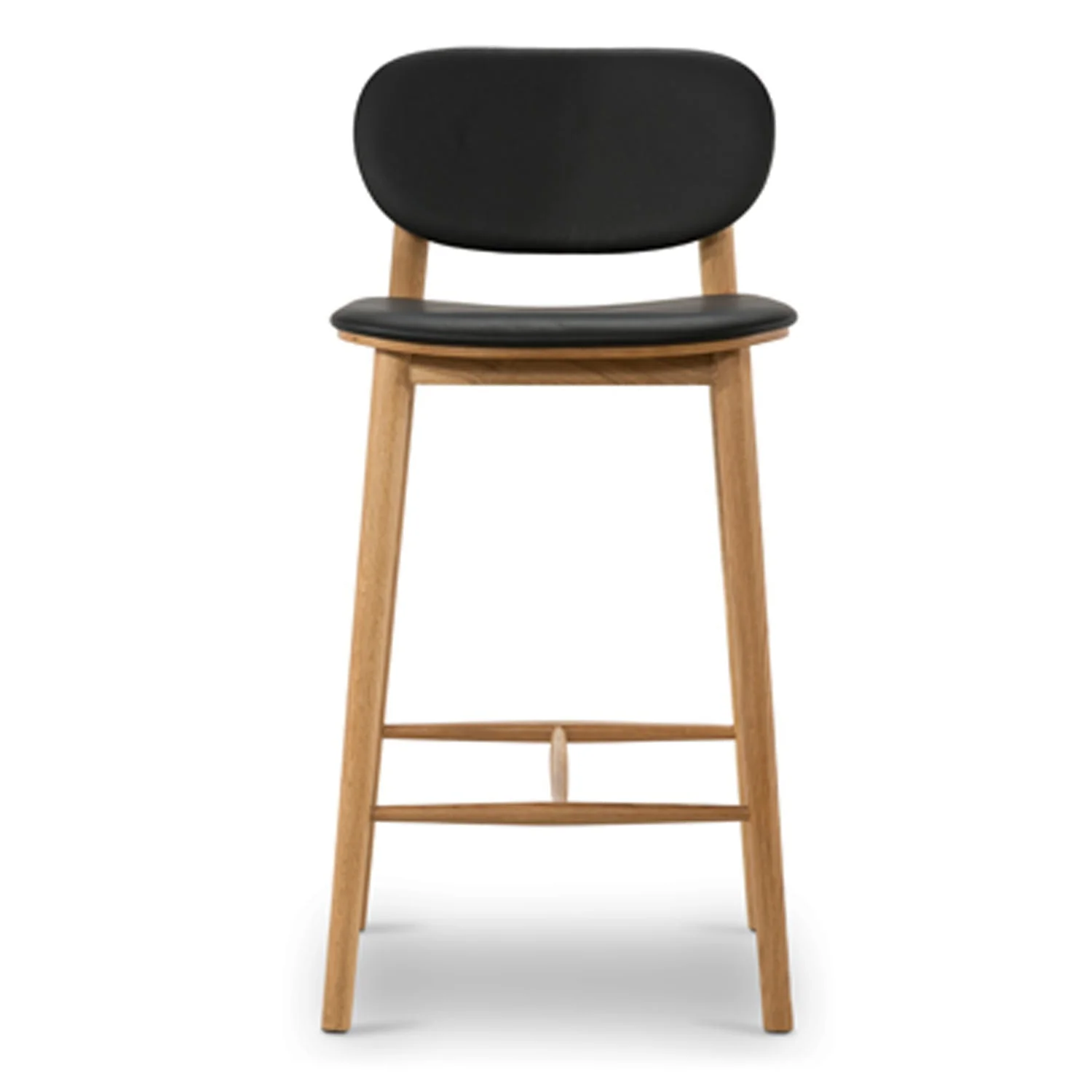 Bonato Leather Counter Stool | Black/Oak - Image 3