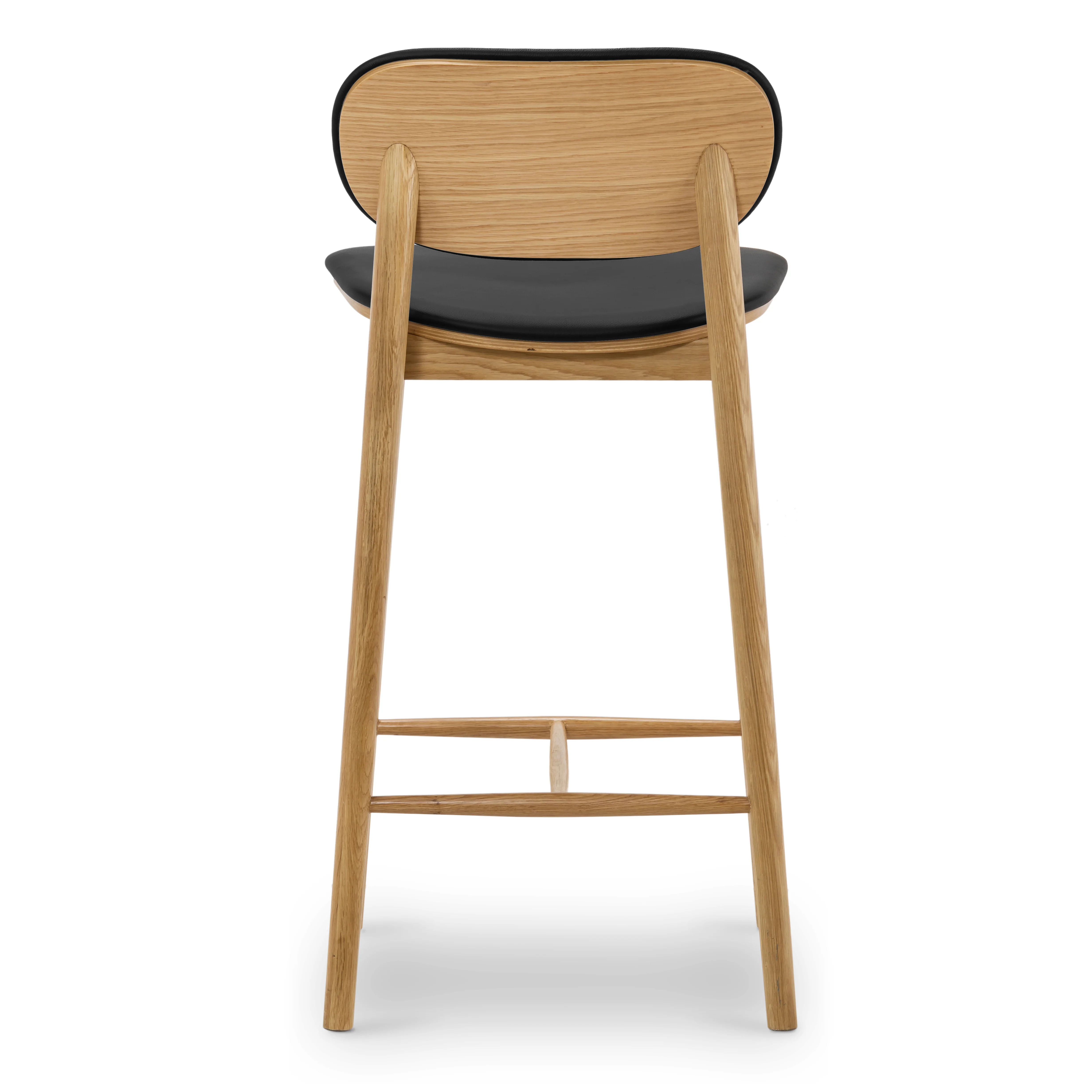 Bonato Leather Counter Stool | Black/Oak - Image 5