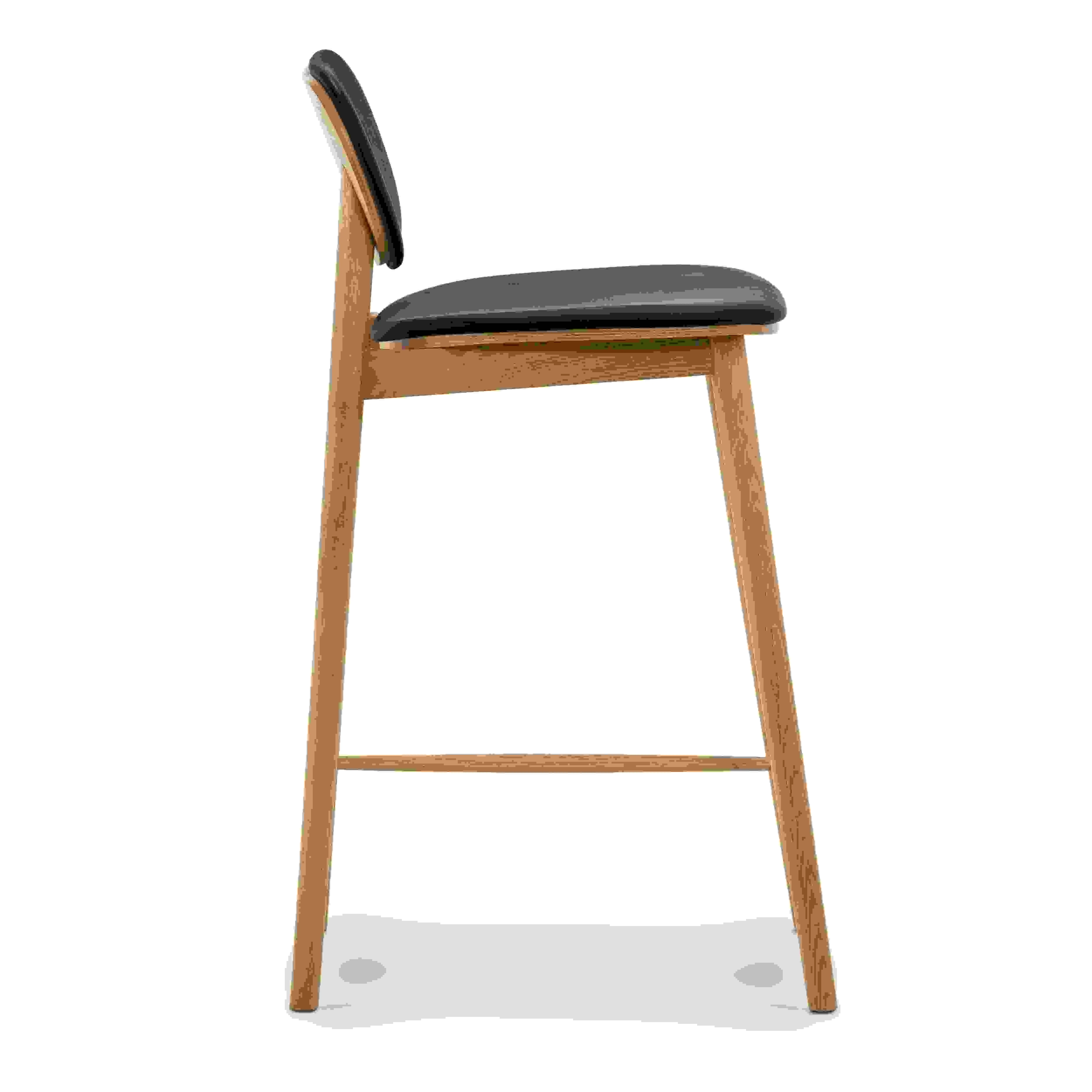 Bonato Leather Counter Stool | Black/Oak - Image 6