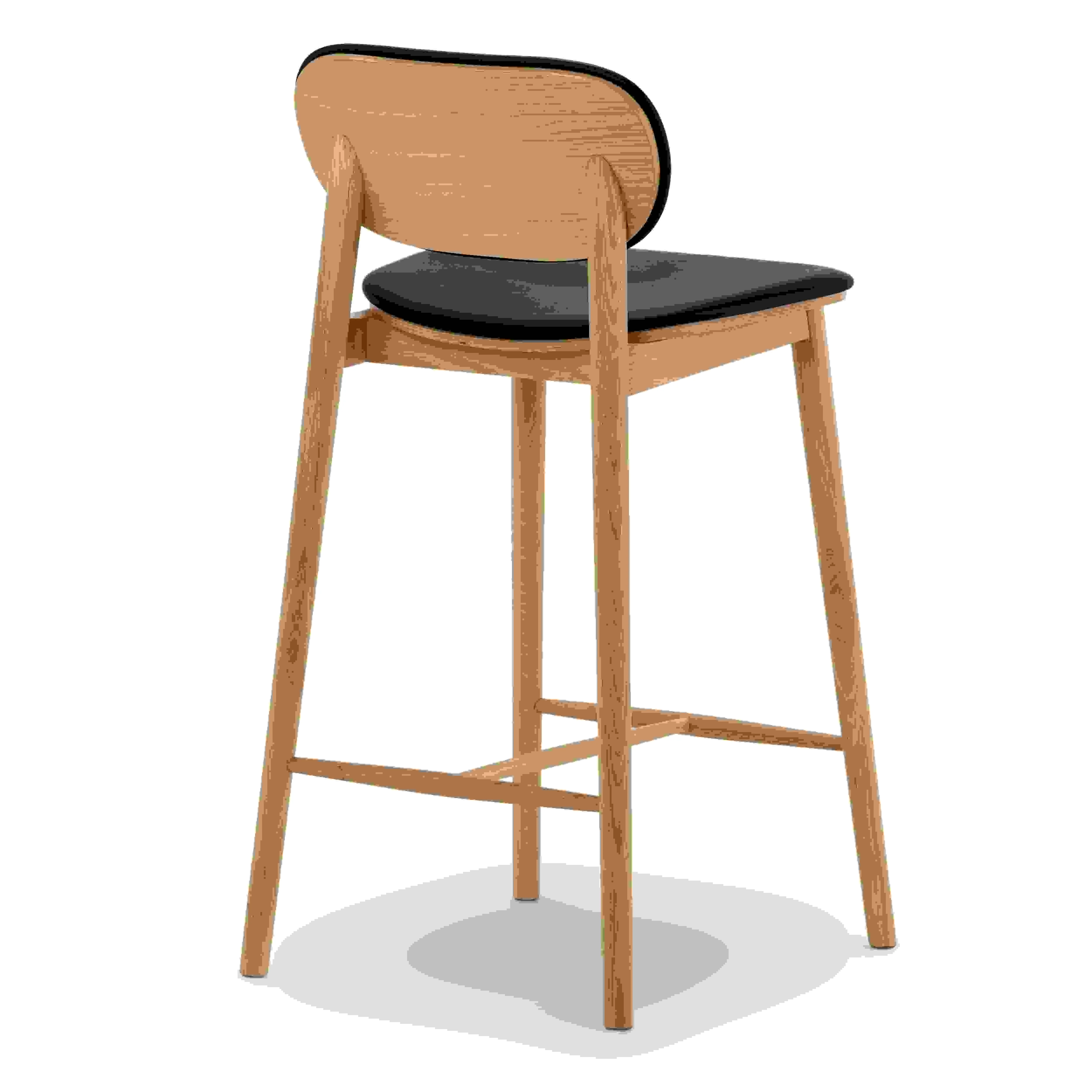 Bonato Leather Counter Stool | Black/Oak - Image 7