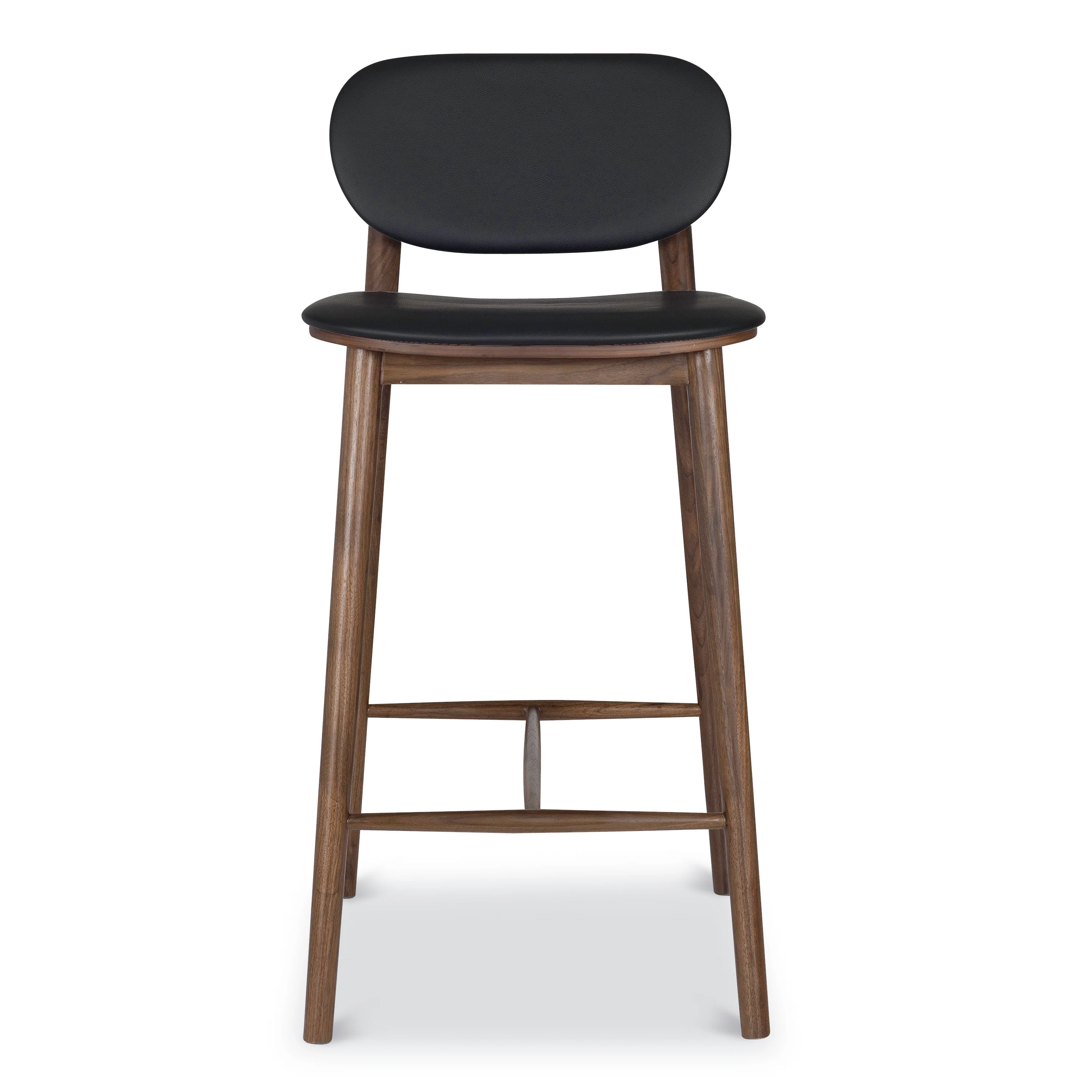 Bonato Leather Counter Stool | Black/Walnut - Image 4