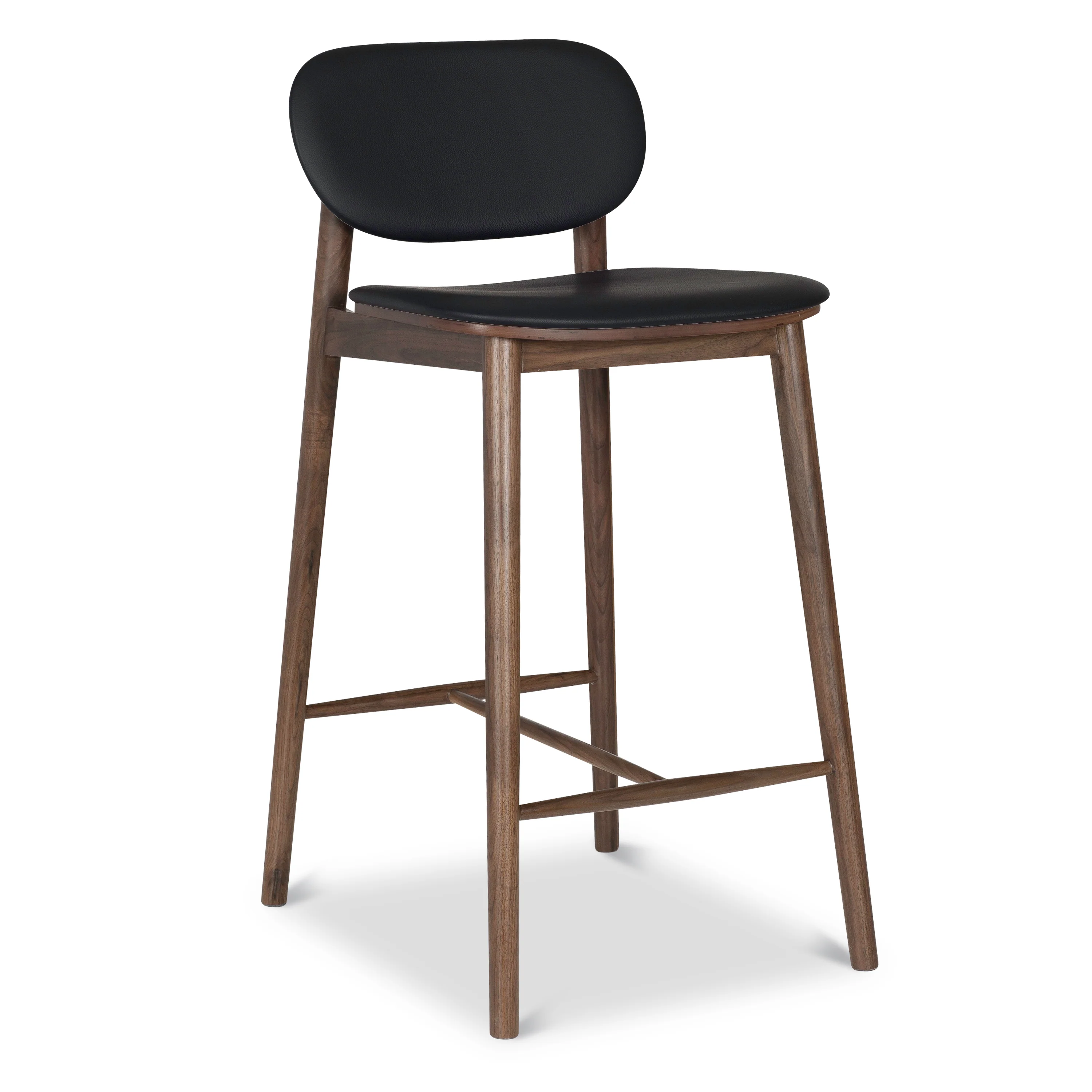 Bonato Leather Counter Stool | Black/Walnut - Image 5
