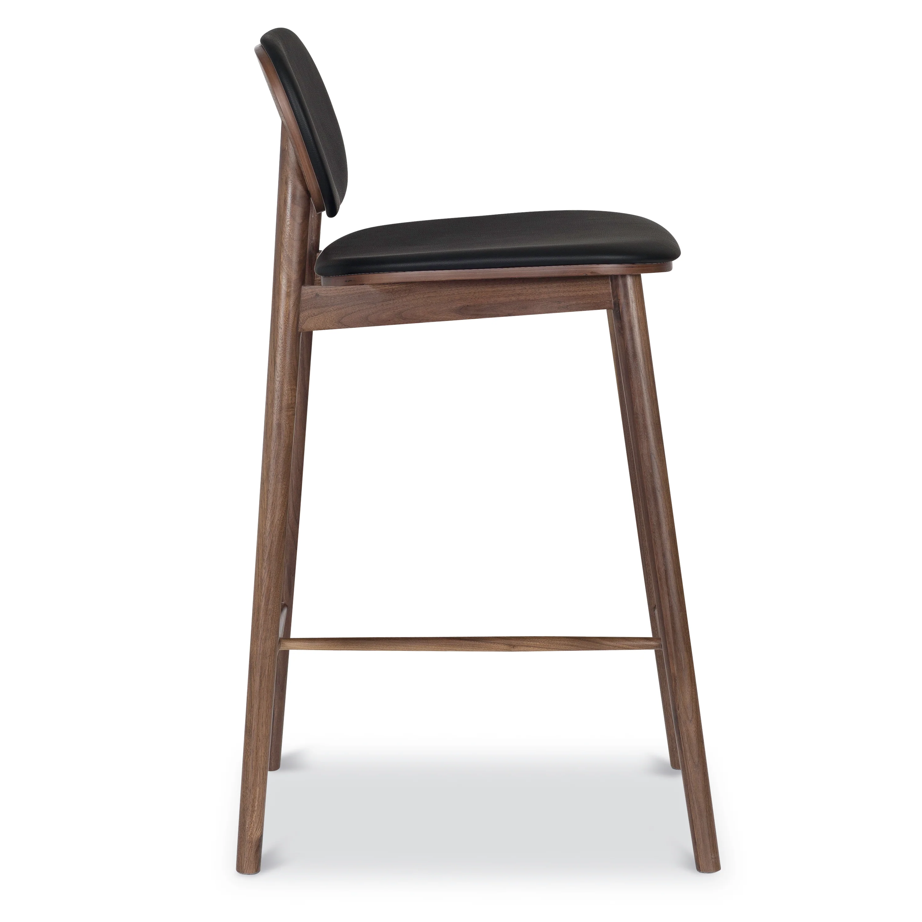 Bonato Leather Counter Stool | Black/Walnut - Image 6
