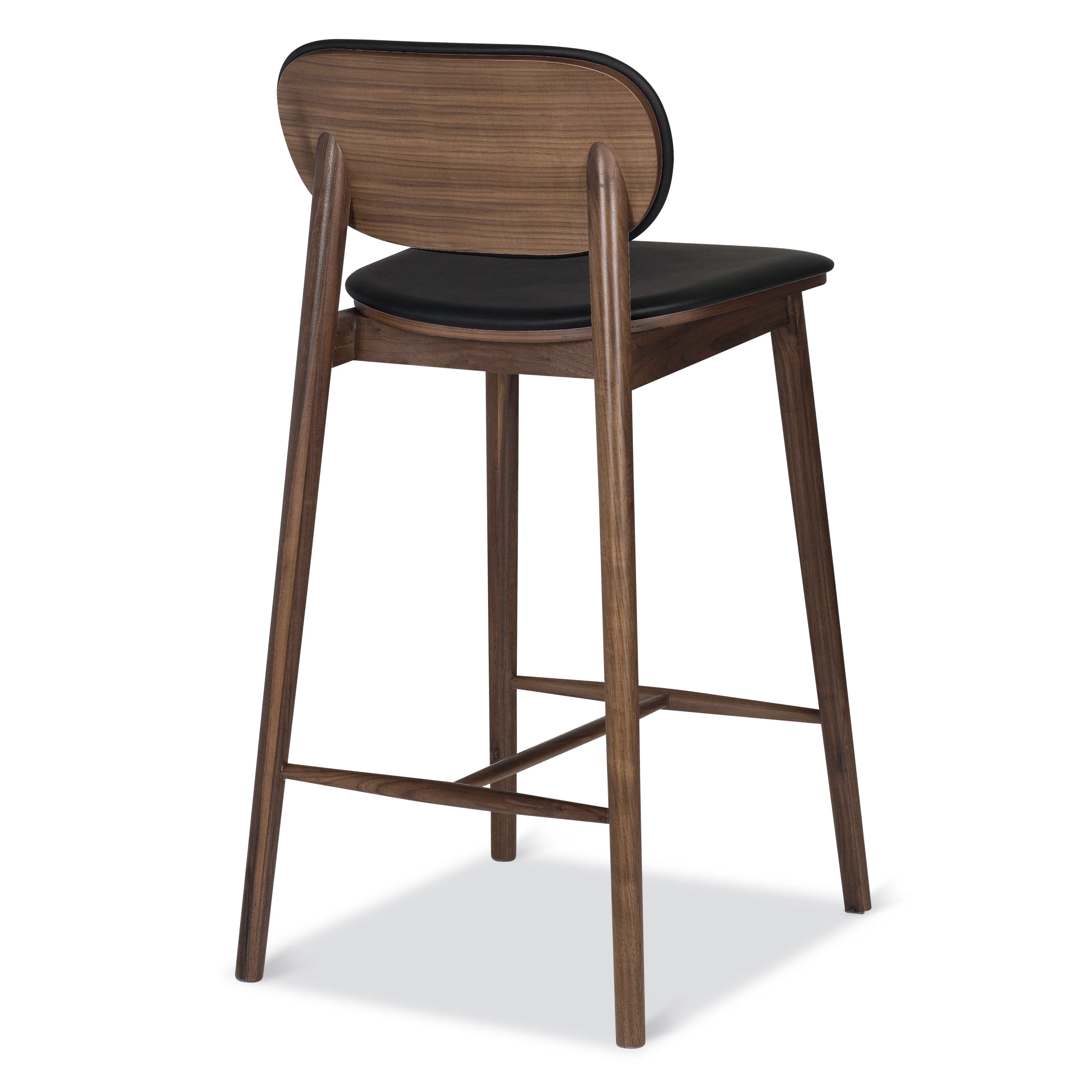 Bonato Leather Counter Stool | Black/Walnut - Image 7