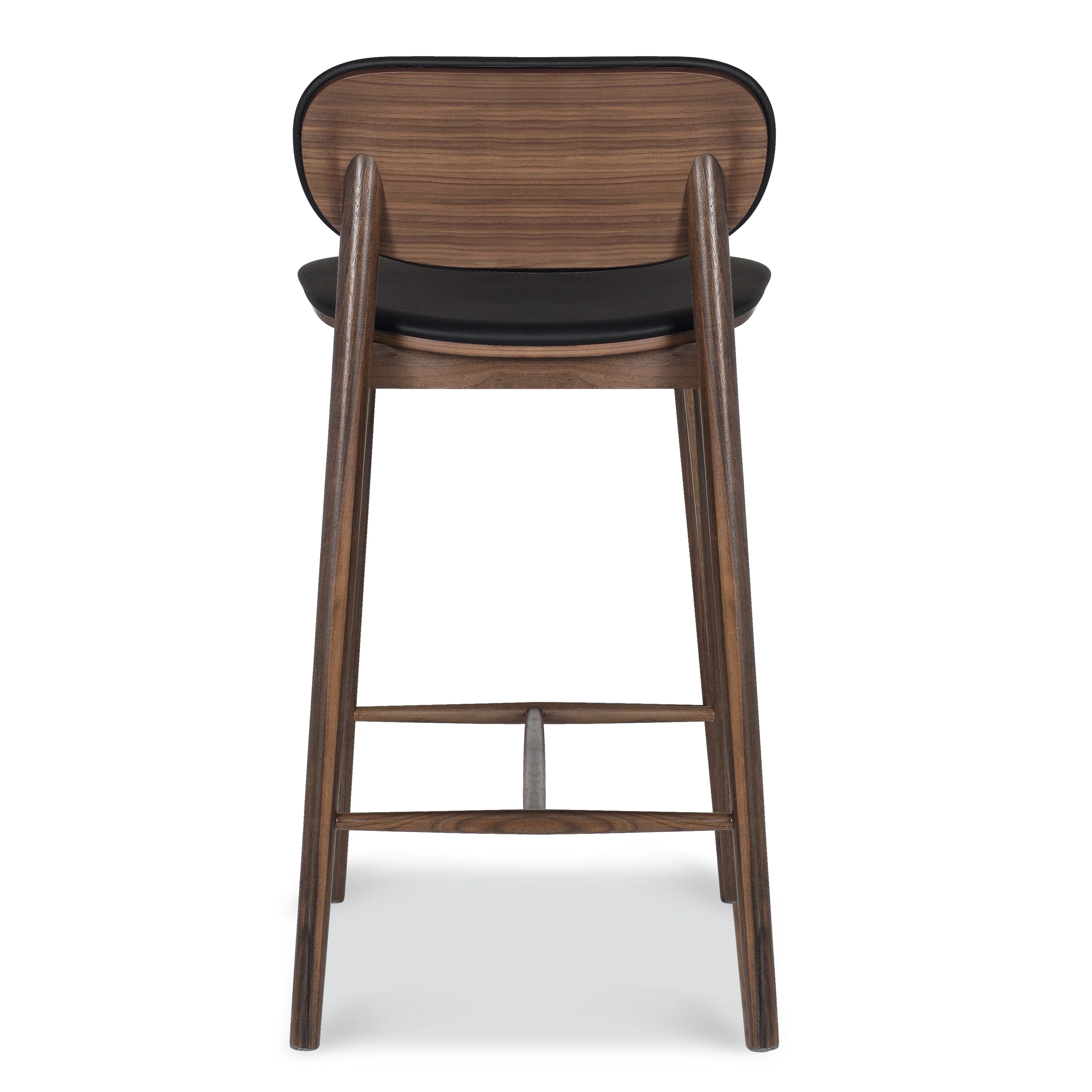 Bonato Leather Counter Stool | Black/Walnut - Image 8