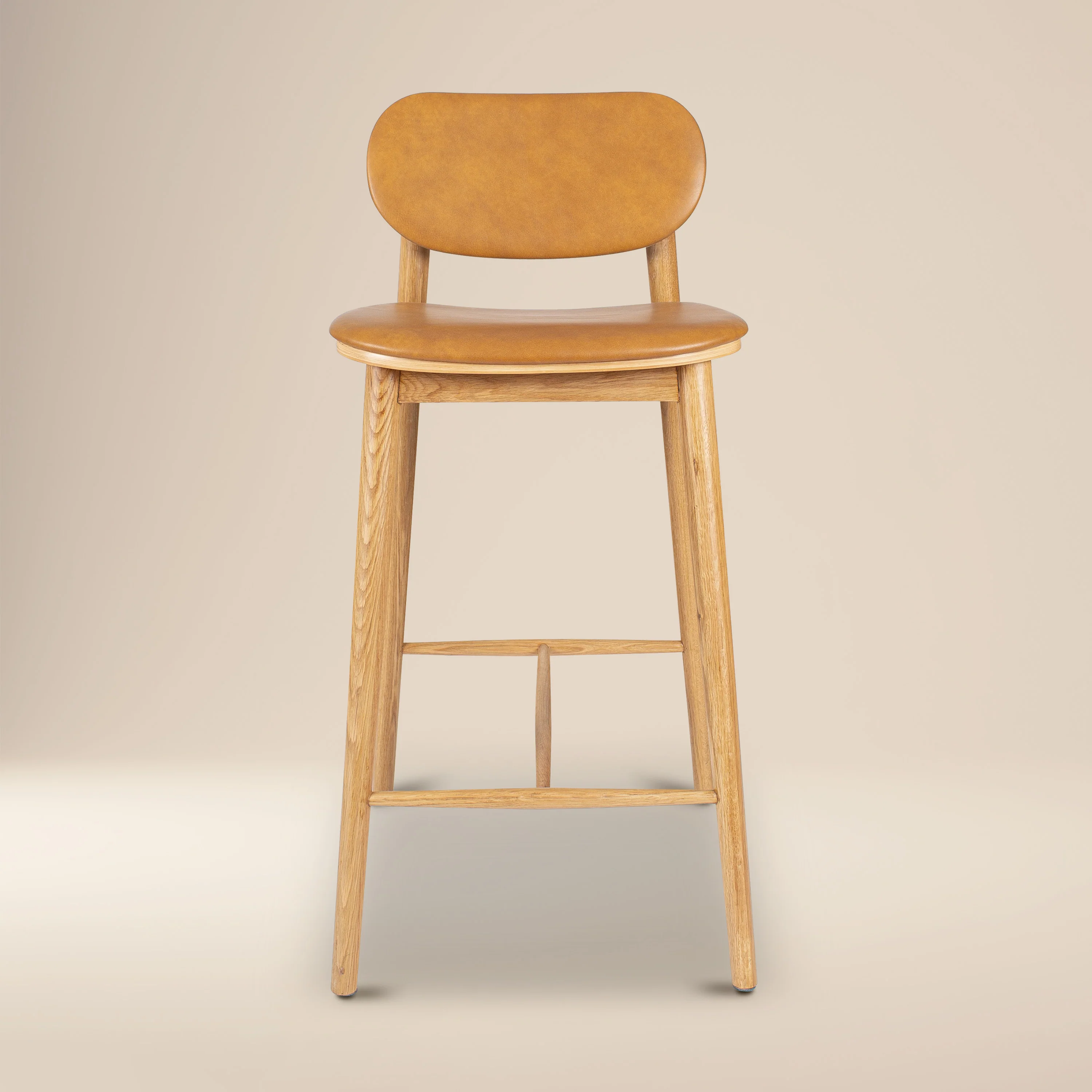 Bonato Leather Counter Stool | Caramel Tan/Oak