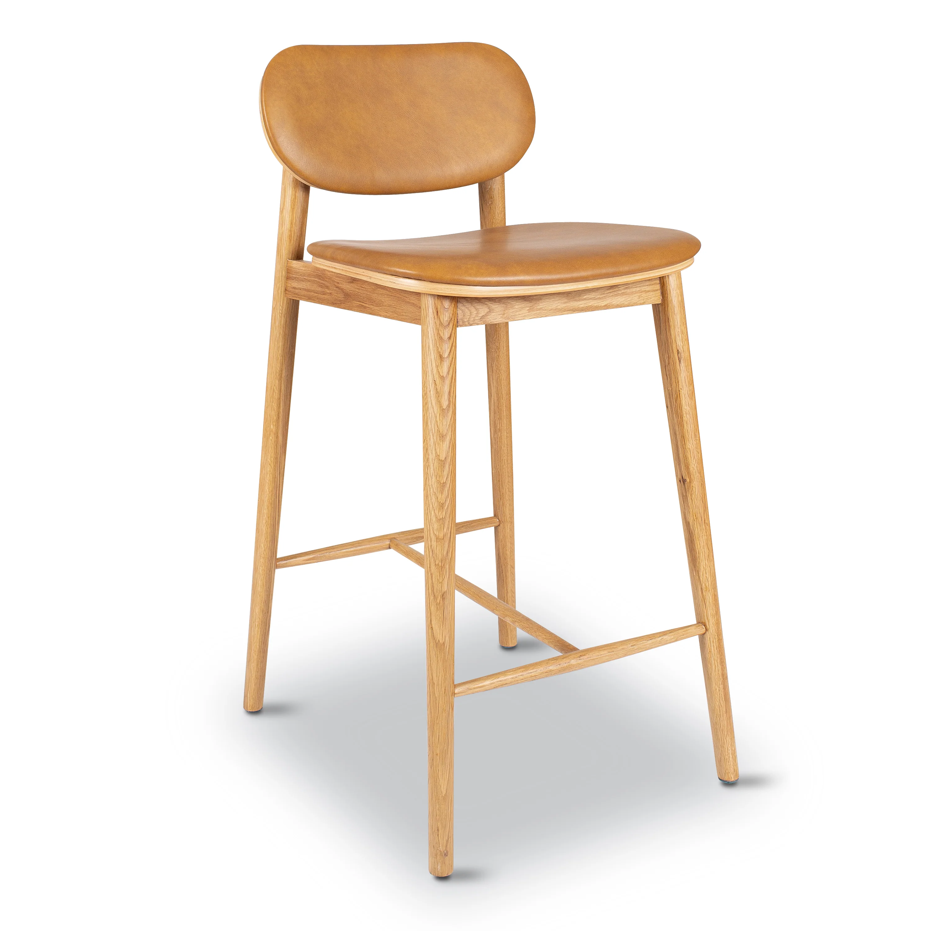 Bonato Leather Counter Stool | Caramel Tan/Oak - Image 5