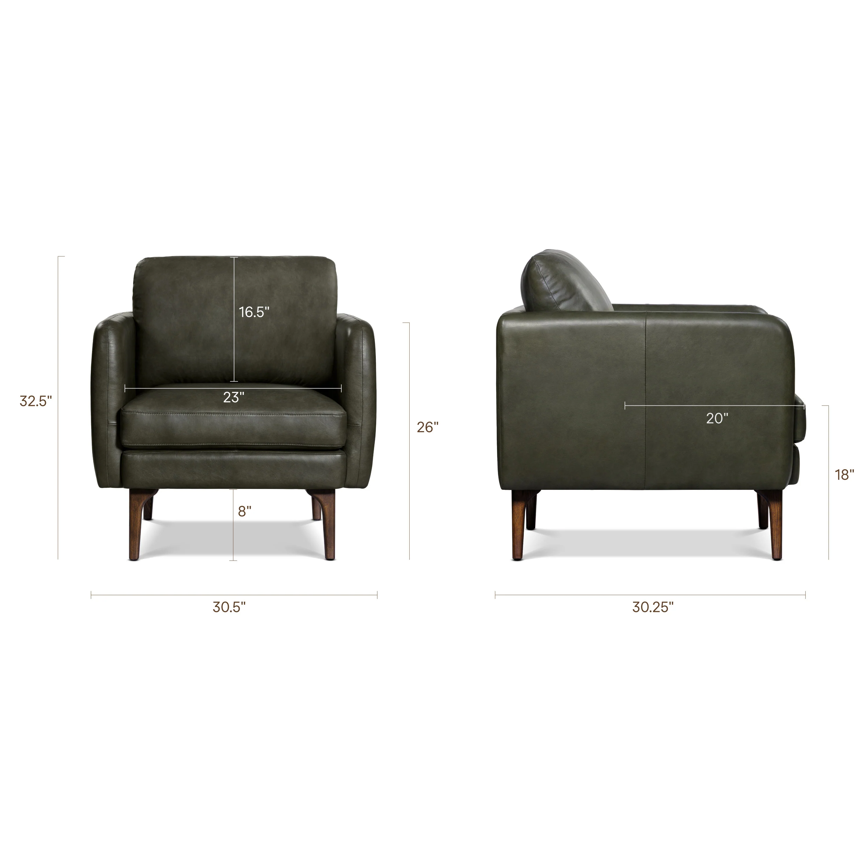 Bosco Leather Lounge Chair | Olivine Green - Image 14