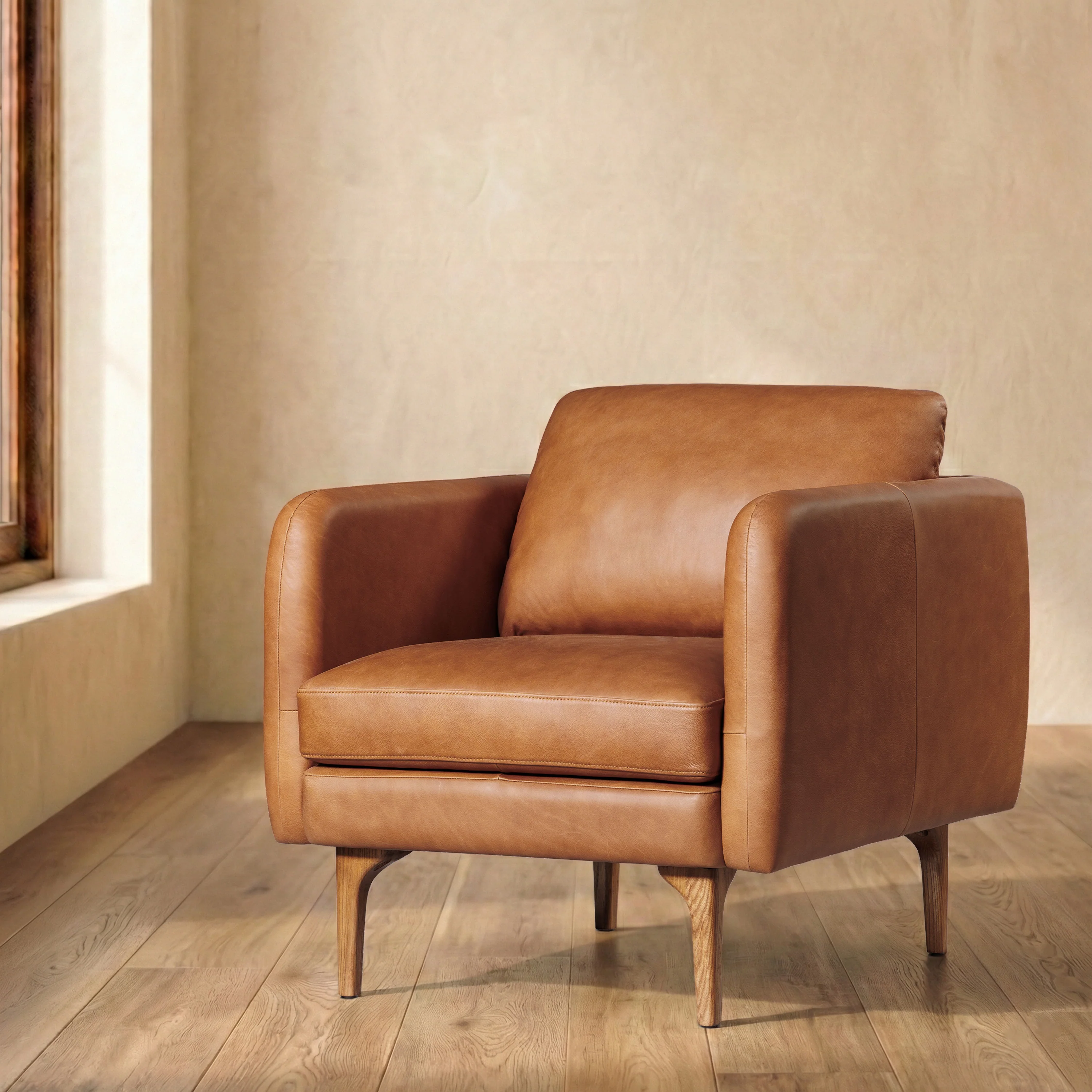 Bosco Leather Lounge Chair | Saddle Tan - Image 3