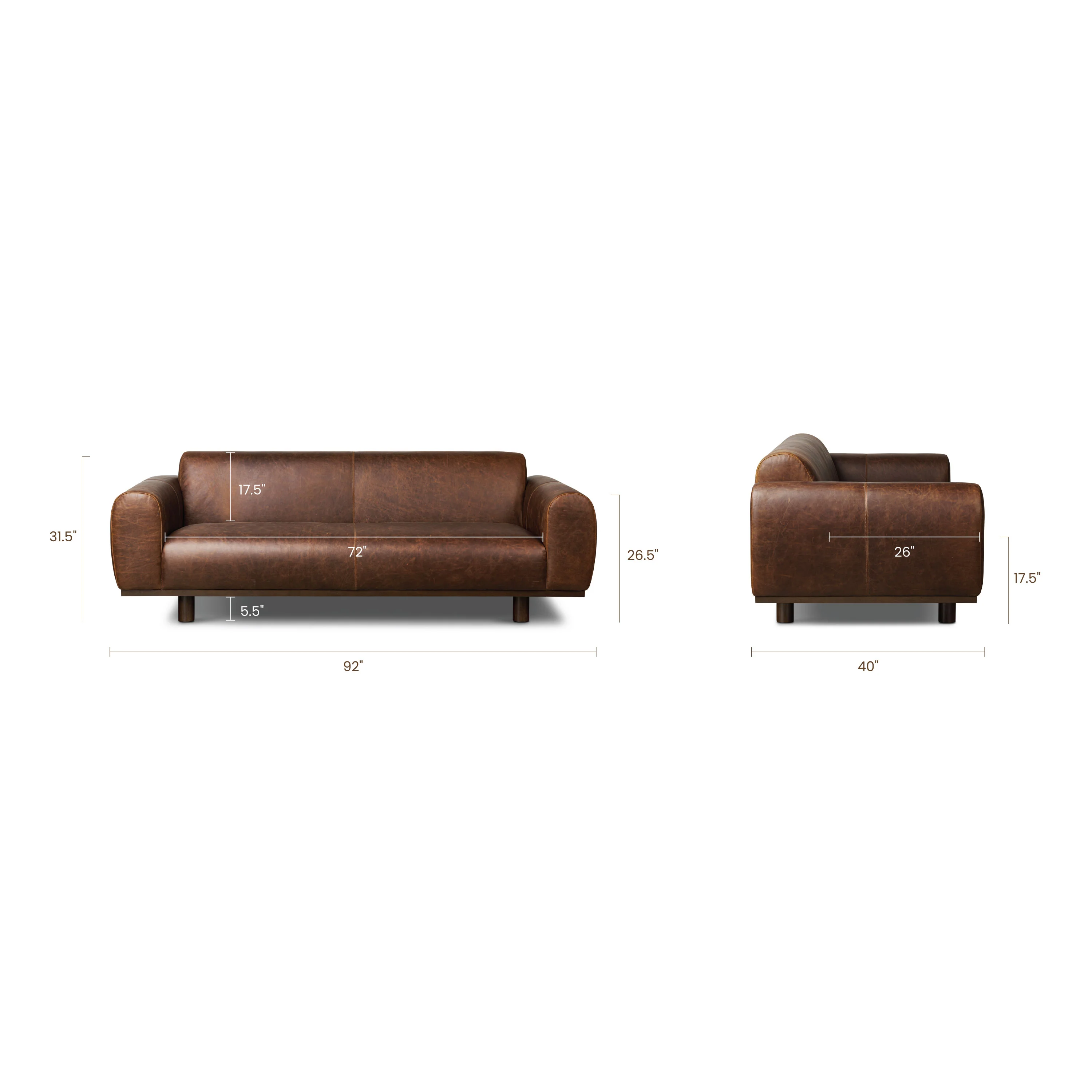 Brescia 92" Leather Sofa | Chocolate Brown - Image 16