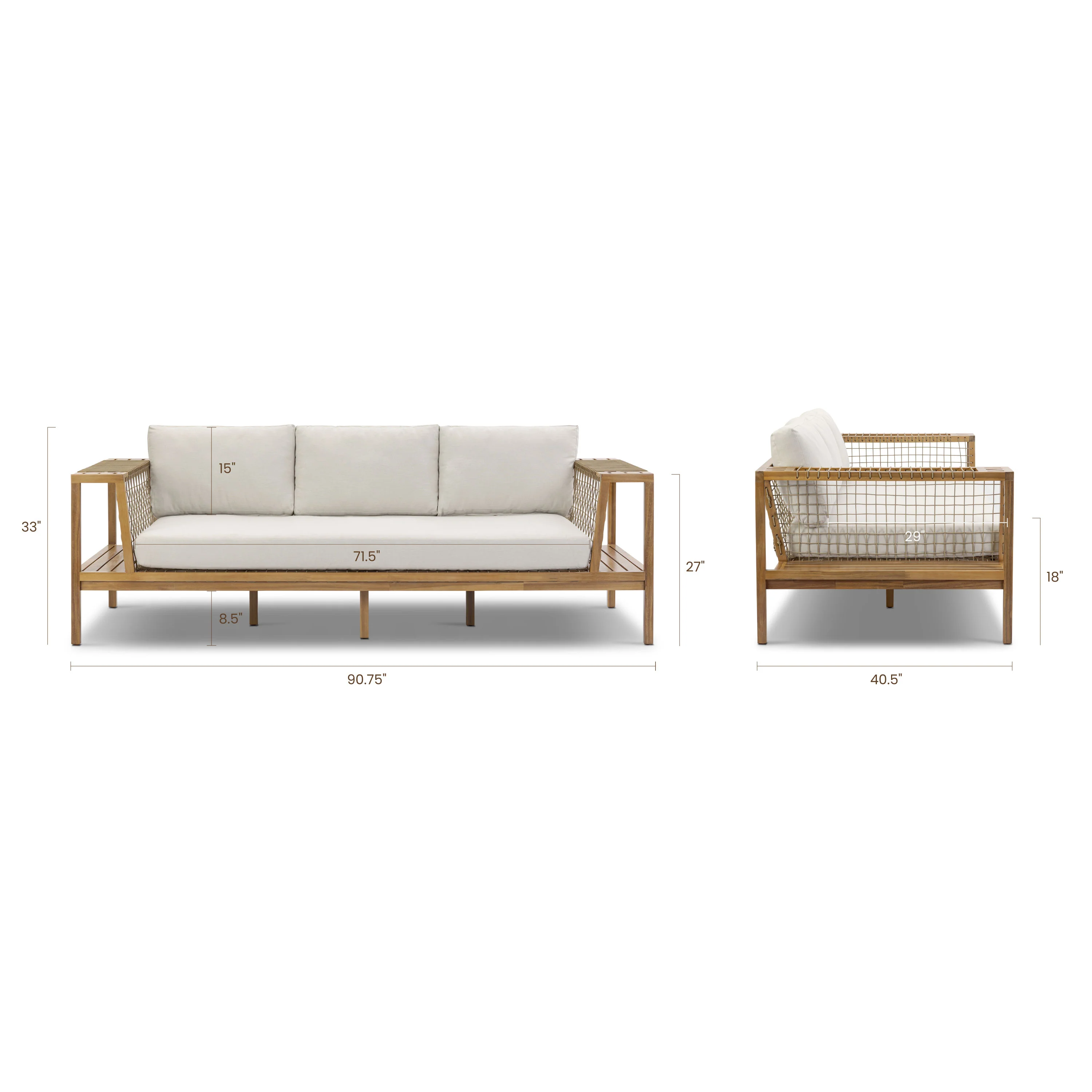 Brizo 90.5" Outdoor Daybed Sofa | Sand - Image 16