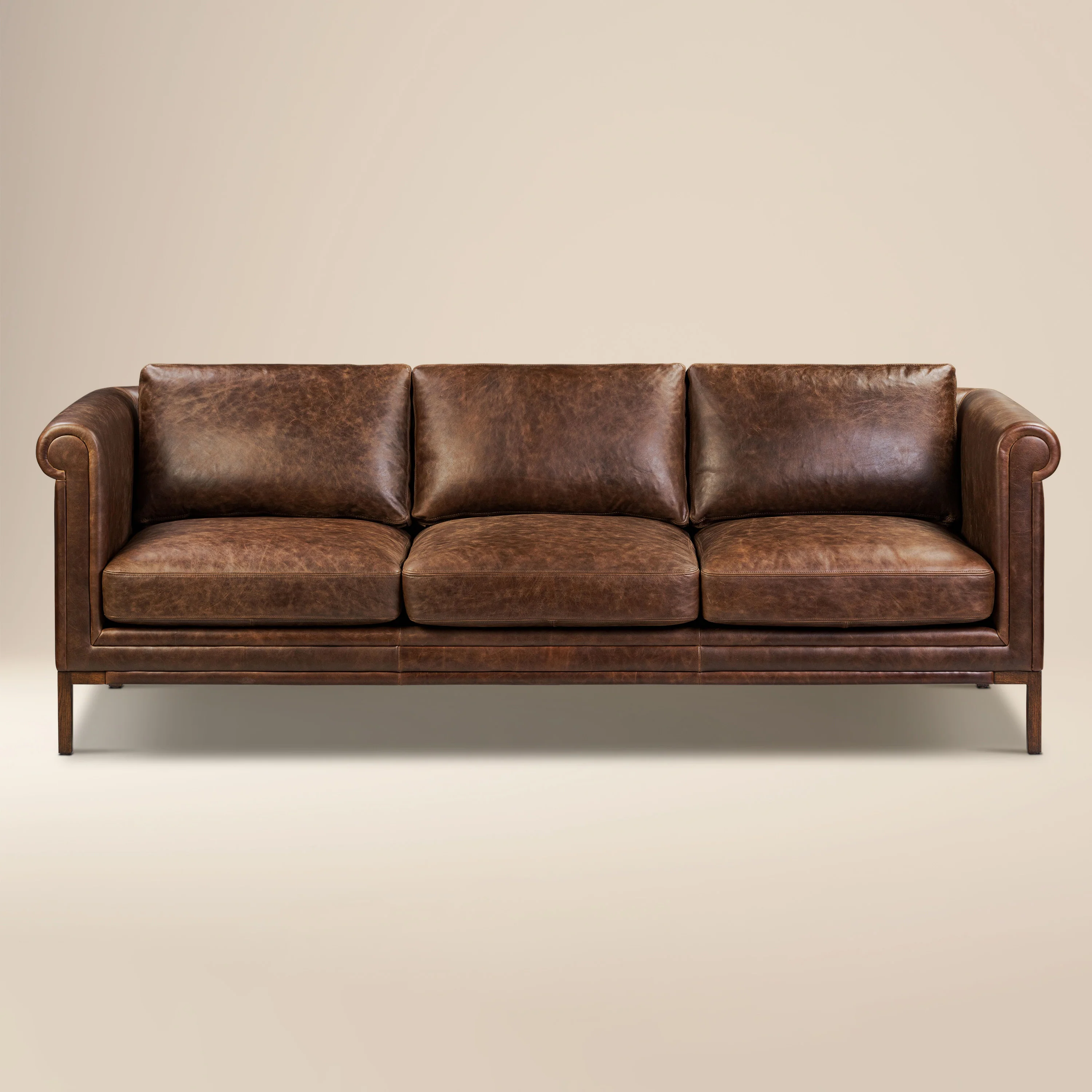 Bruges 89" Leather Sofa | Chocolate Brown