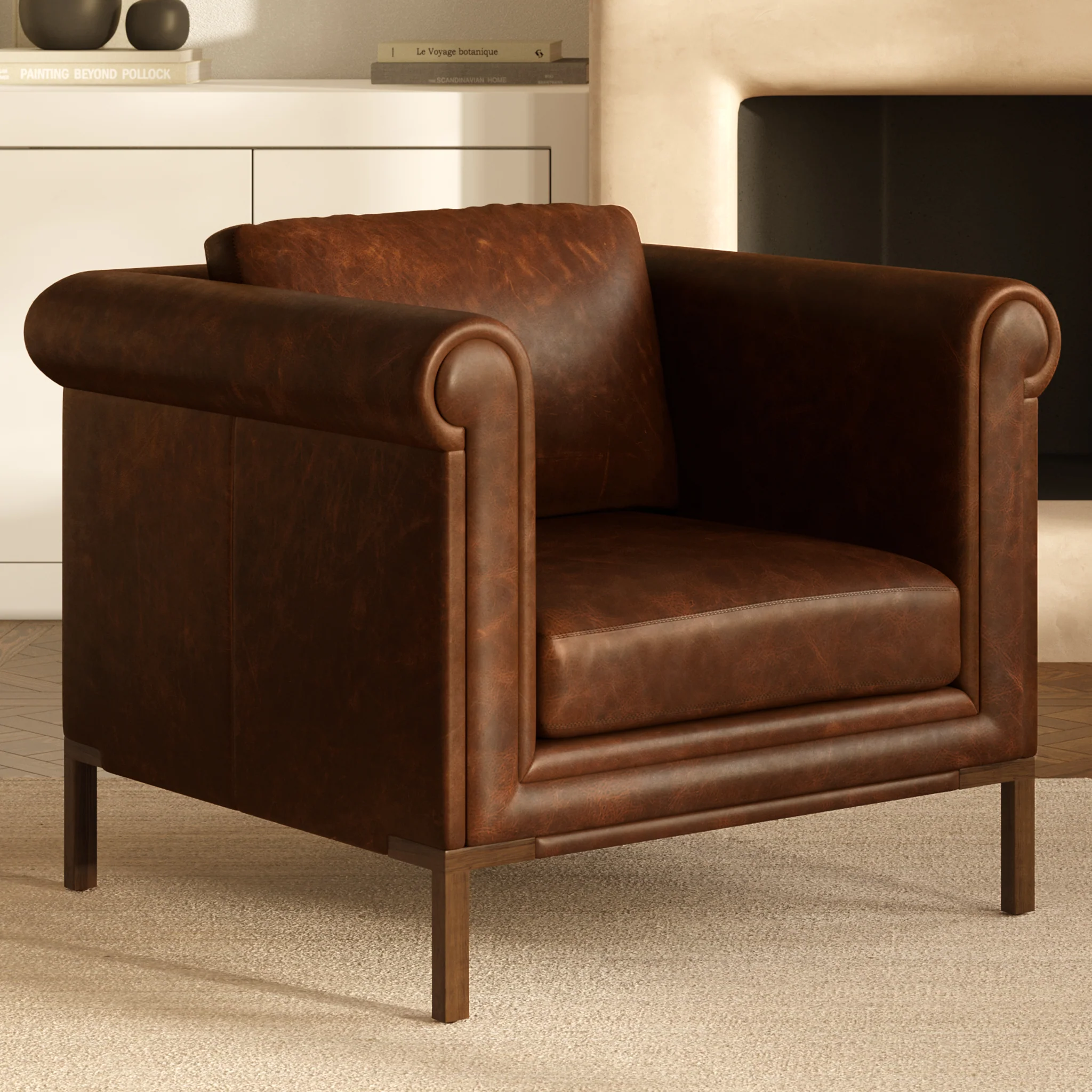 Bruges Leather Lounge Chair | Chocolate Brown - Image 2
