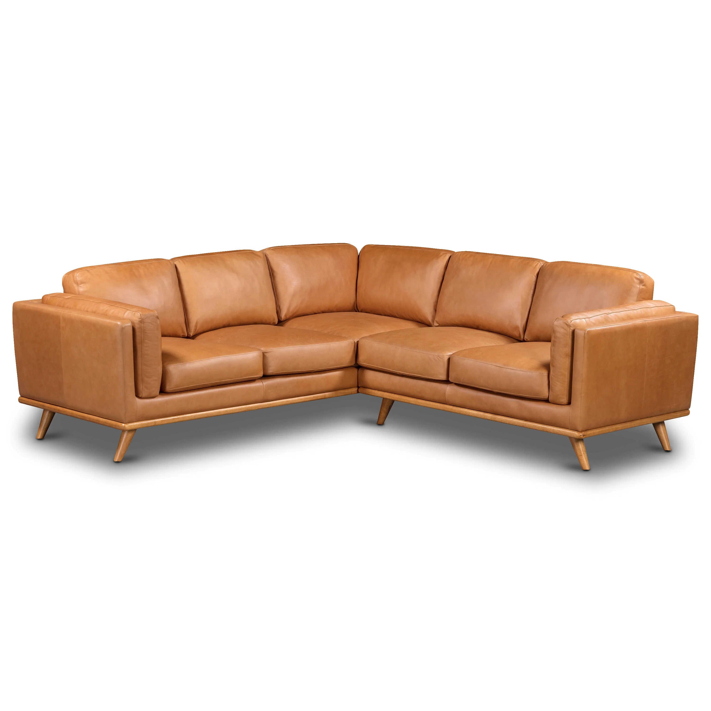 Cadiz 92" Leather L-Shaped Corner Sectional Sofa | Saddle Tan - Image 2