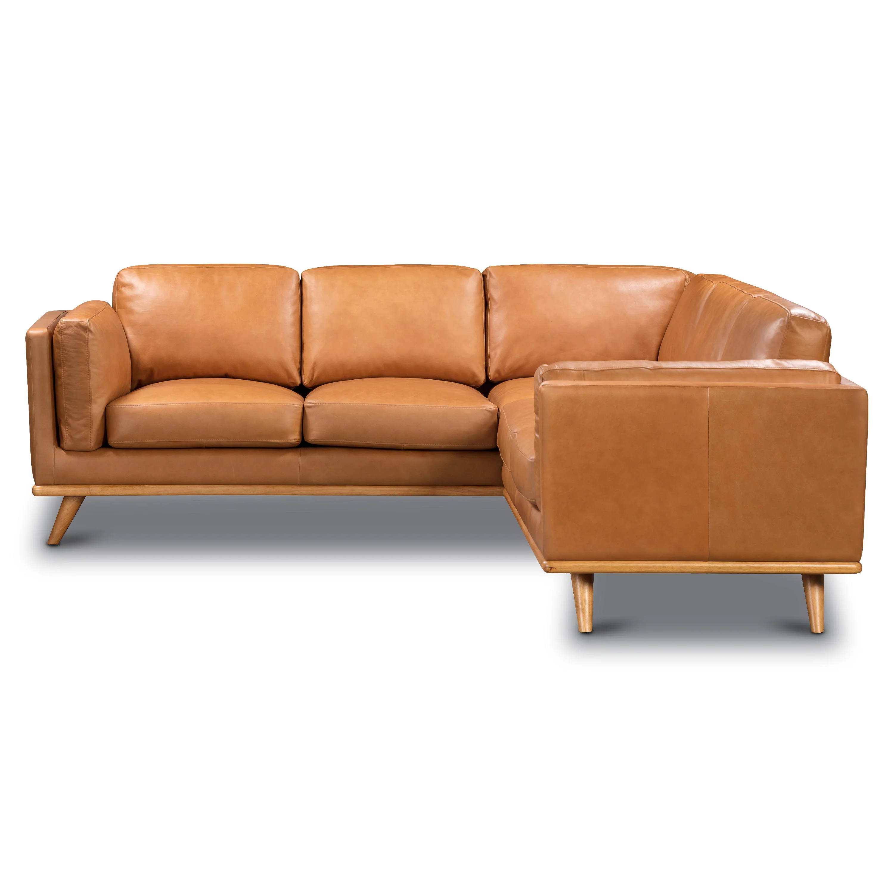 Cadiz 92" Leather L-Shaped Corner Sectional Sofa | Saddle Tan - Image 3