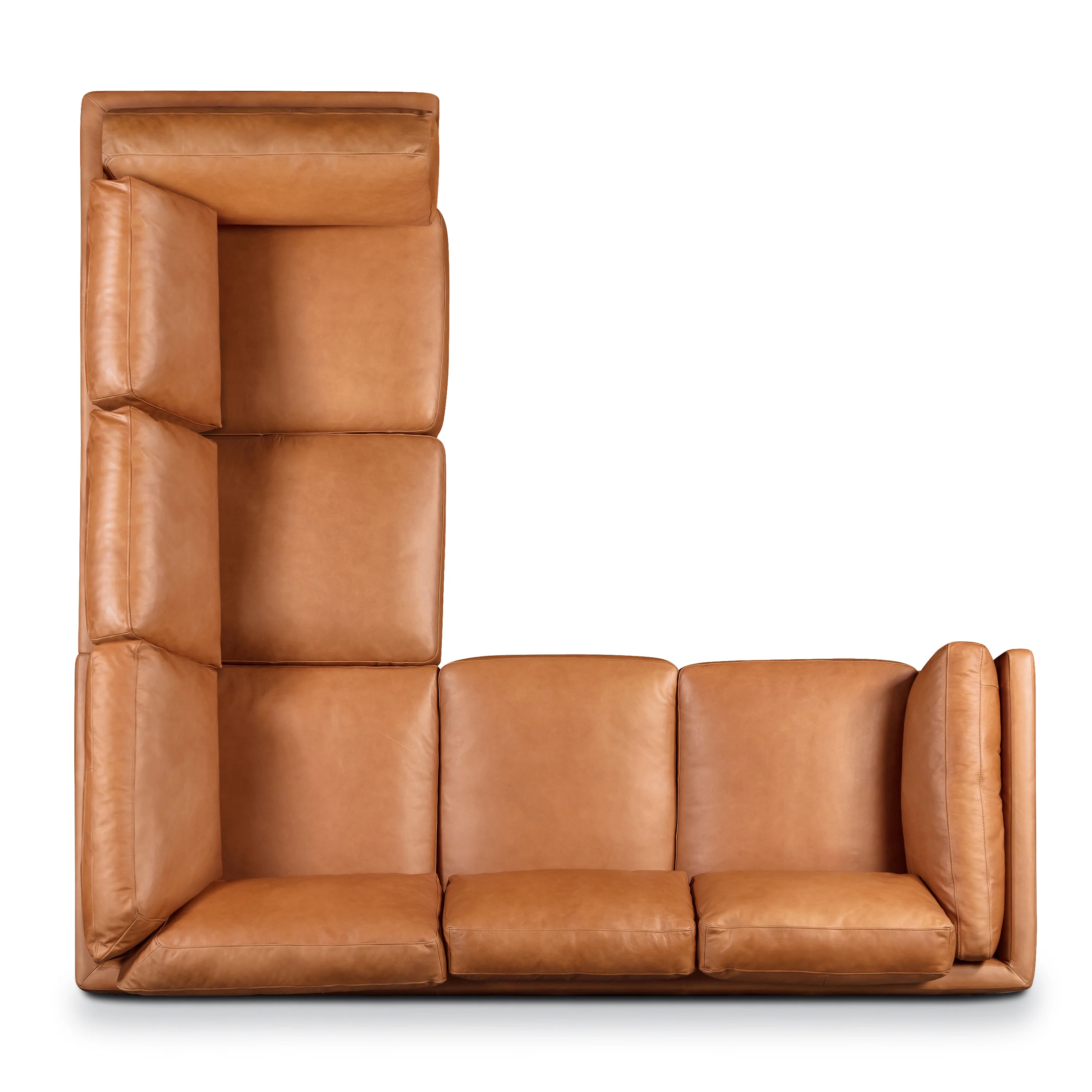 Cadiz 92" Leather L-Shaped Corner Sectional Sofa | Saddle Tan - Image 4