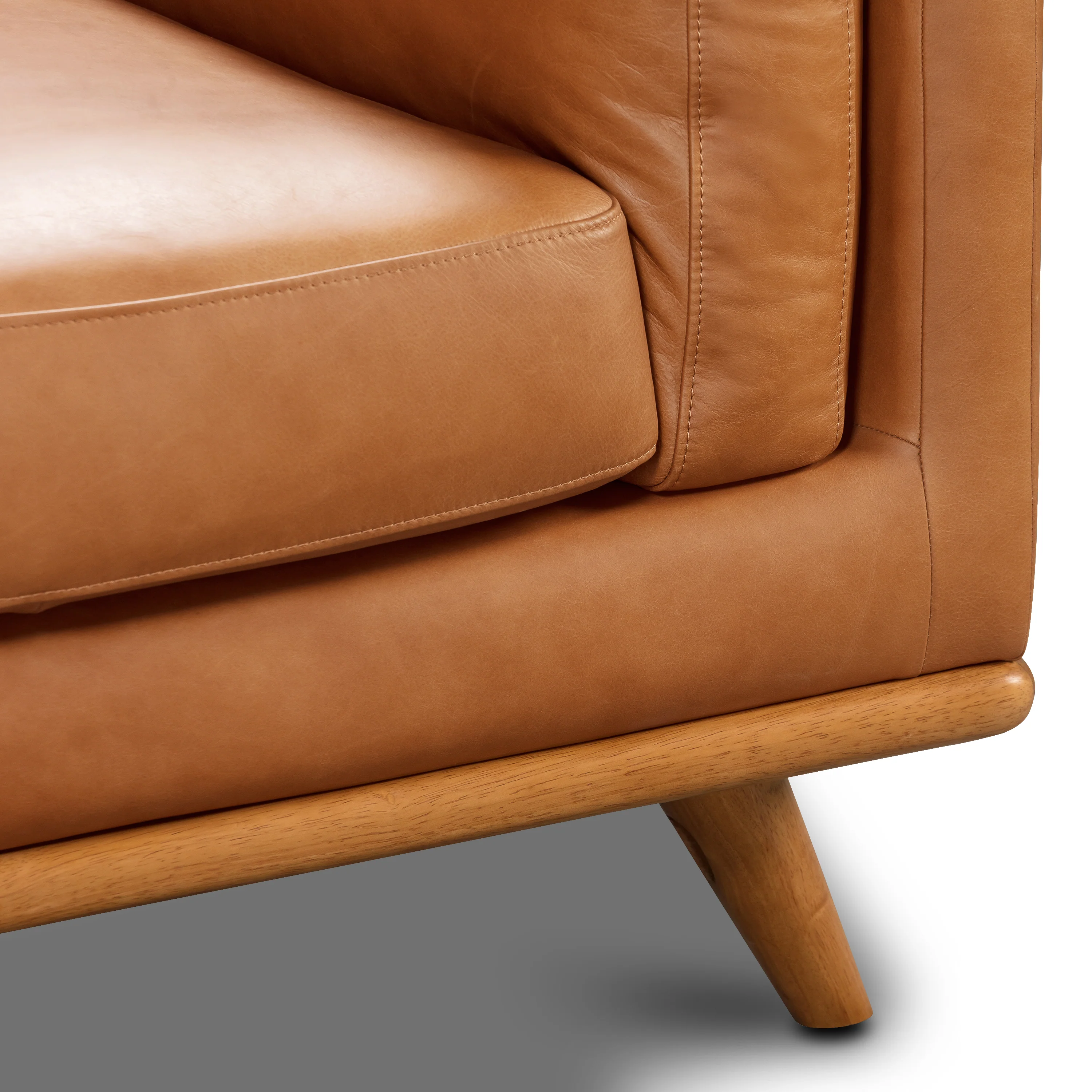 Cadiz 92" Leather L-Shaped Corner Sectional Sofa | Saddle Tan - Image 5