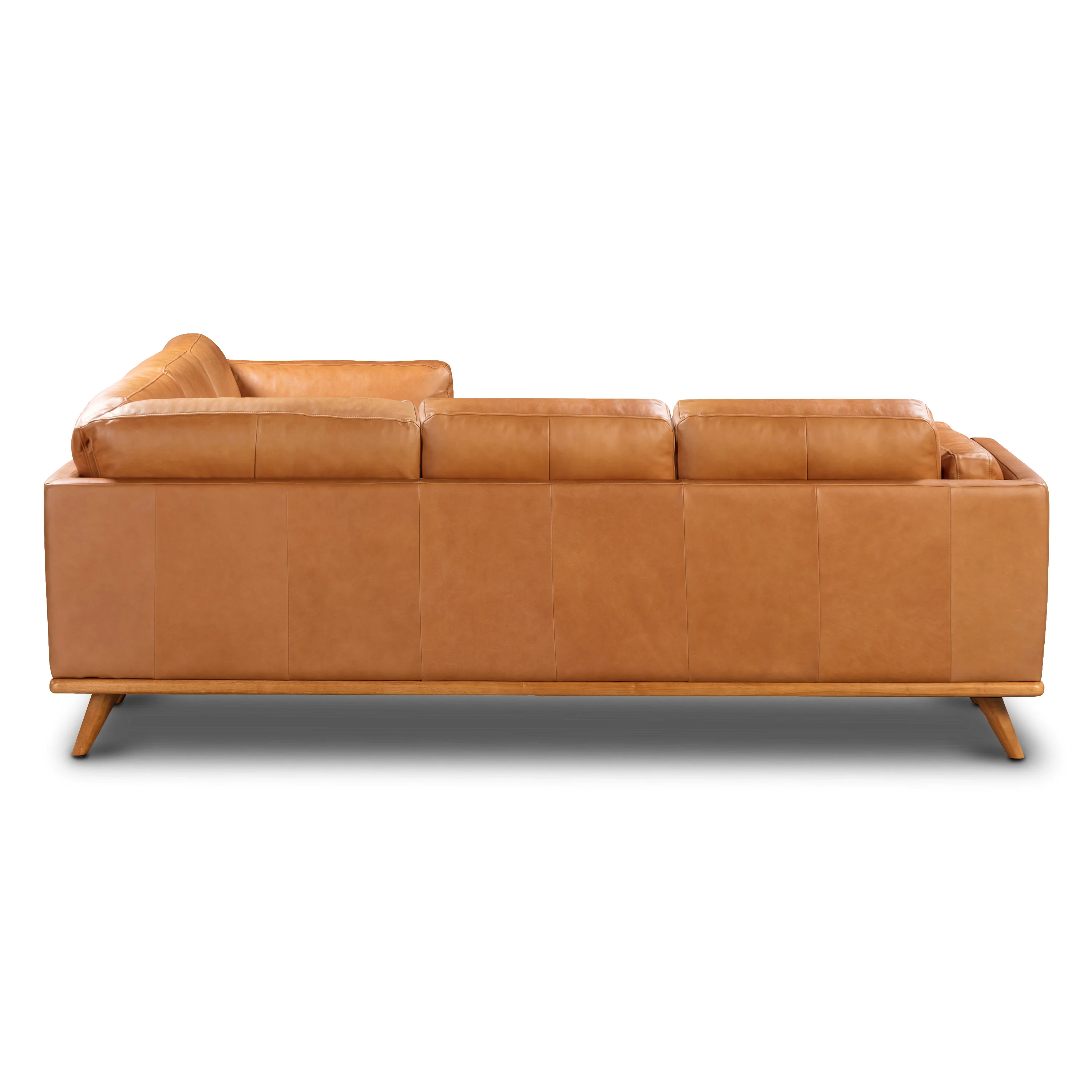 Cadiz 92" Leather L-Shaped Corner Sectional Sofa | Saddle Tan - Image 6