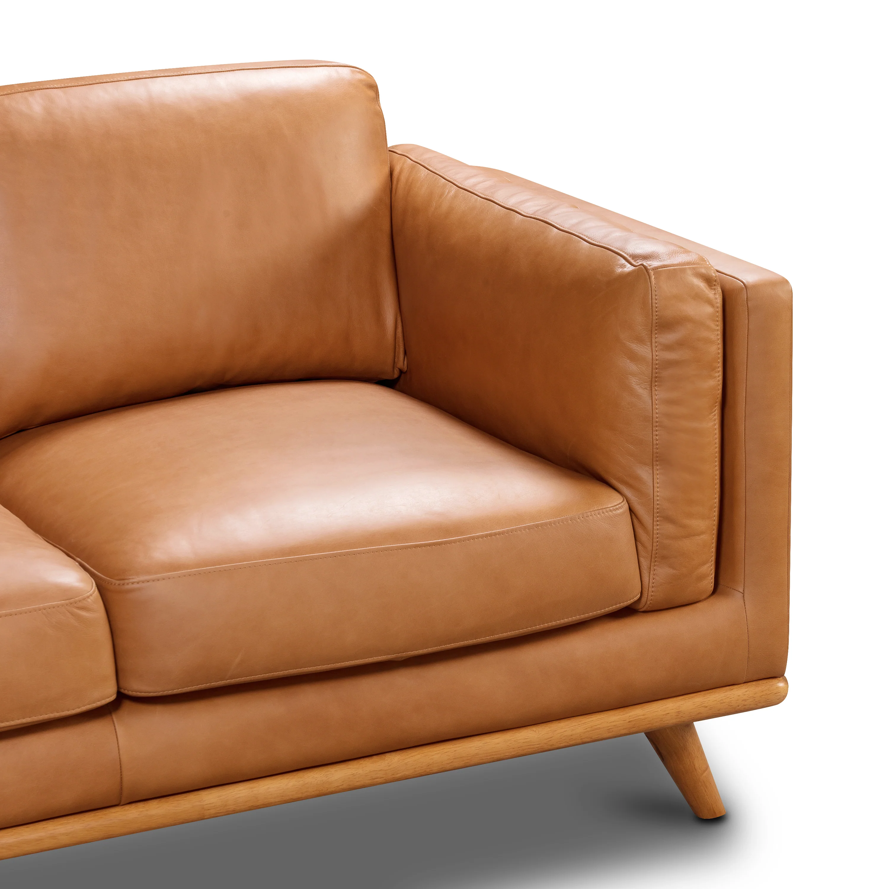 Cadiz 92" Leather L-Shaped Corner Sectional Sofa | Saddle Tan - Image 7