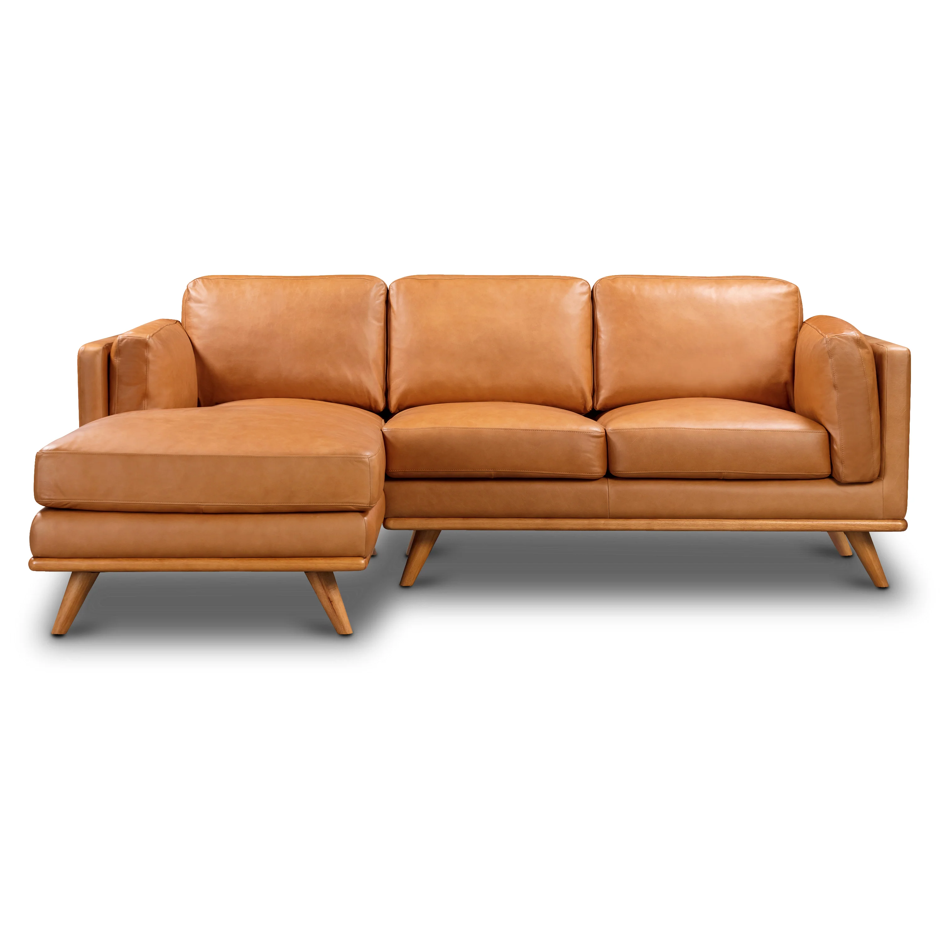 Cadiz 90" Leather Left-Facing Sectional Sofa | Saddle Tan - Image 3