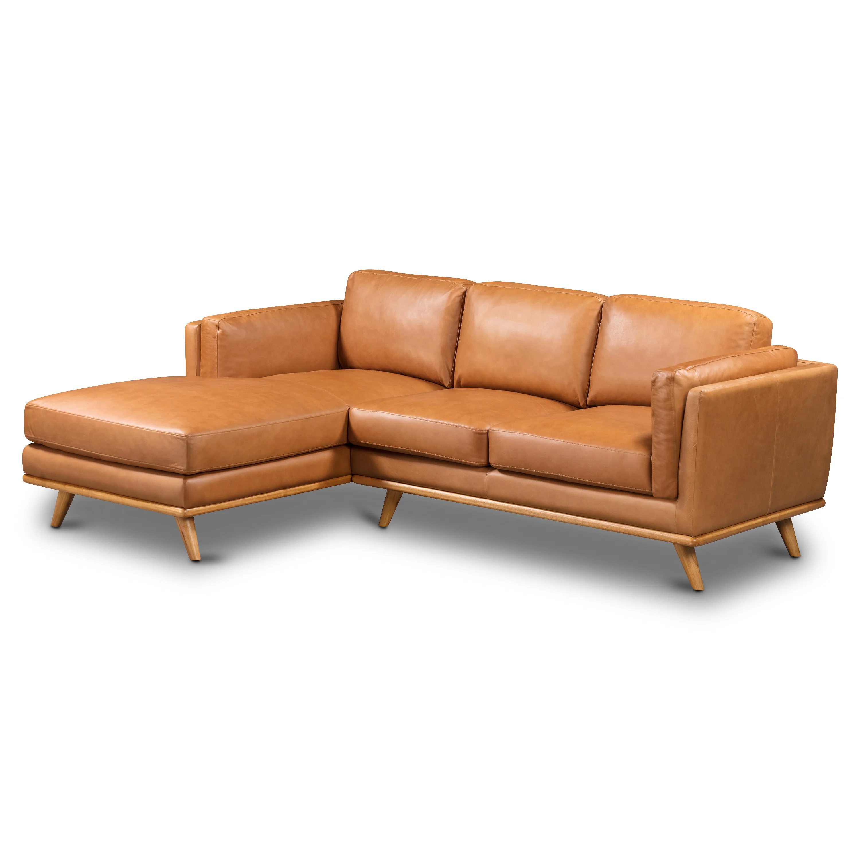 Cadiz 90" Leather Left-Facing Sectional Sofa | Saddle Tan - Image 4