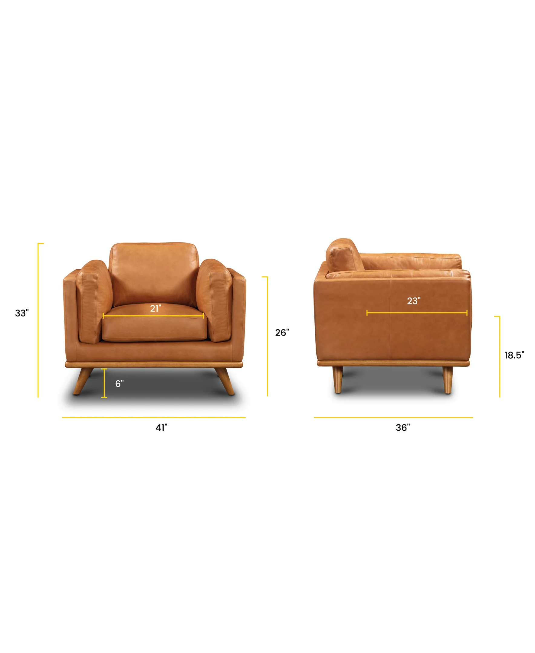 Cadiz Leather Lounge Chair | Saddle Tan - Image 10