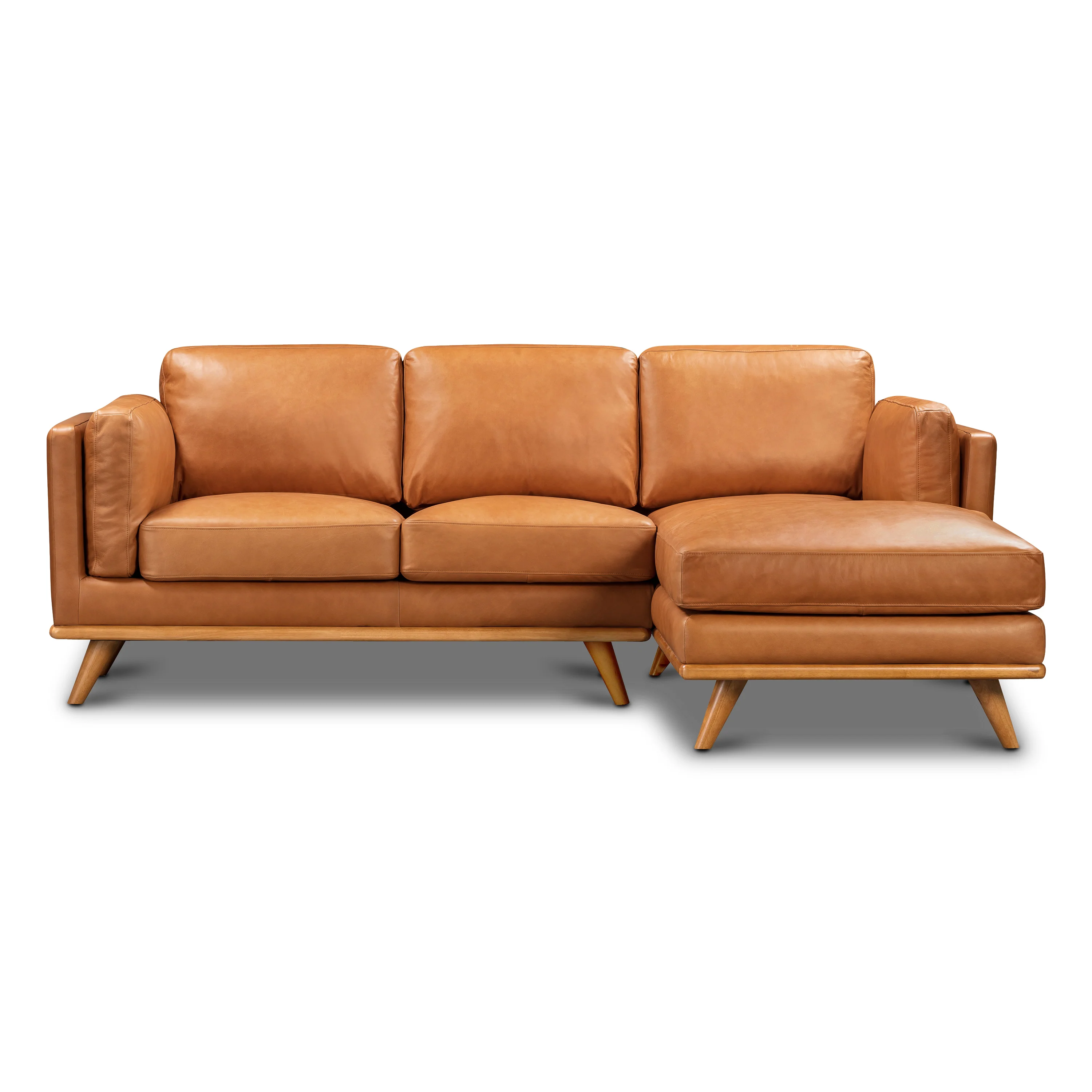 Cadiz 90" Leather Right-Facing Sectional Sofa | Saddle Tan - Image 3