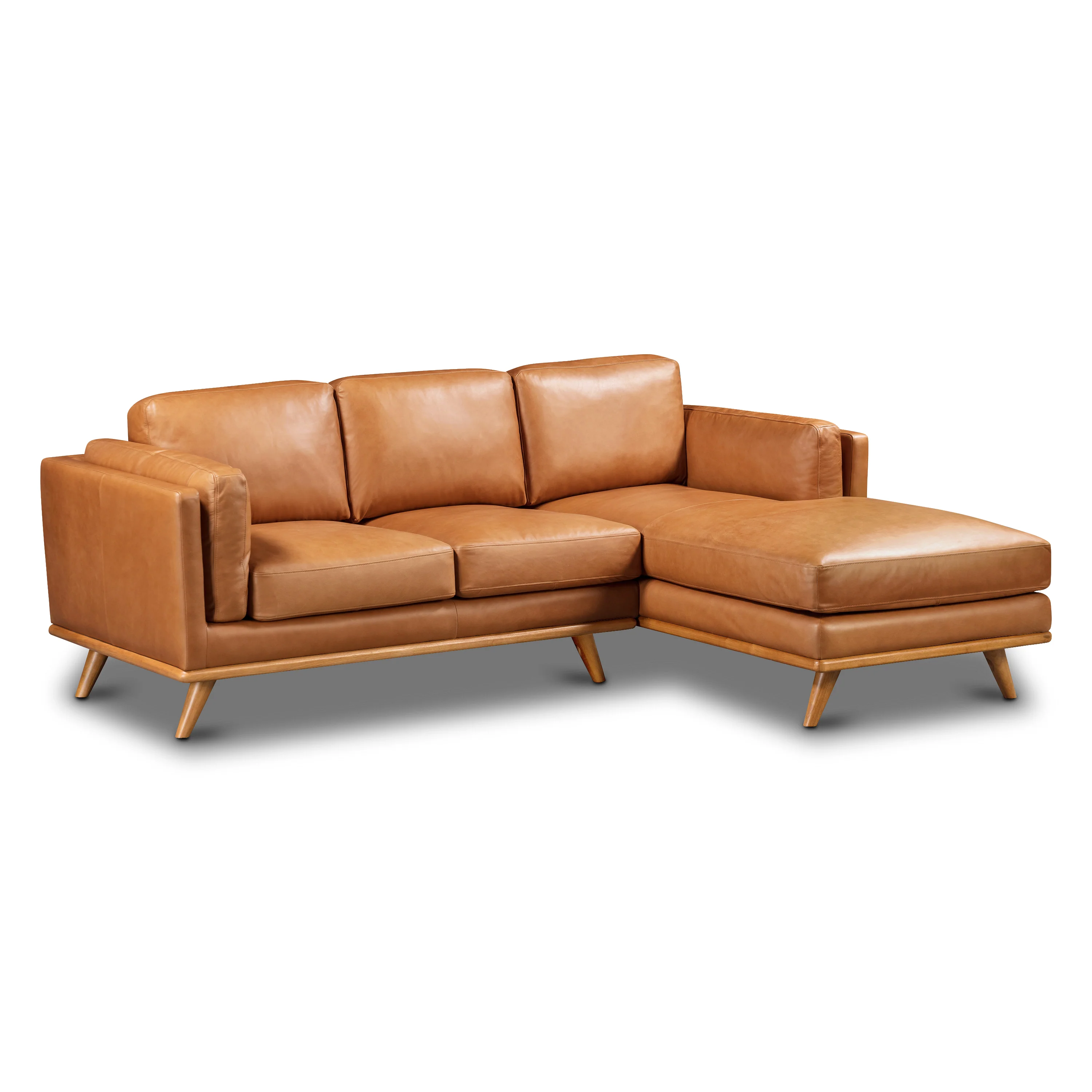 Cadiz 90" Leather Right-Facing Sectional Sofa | Saddle Tan - Image 4