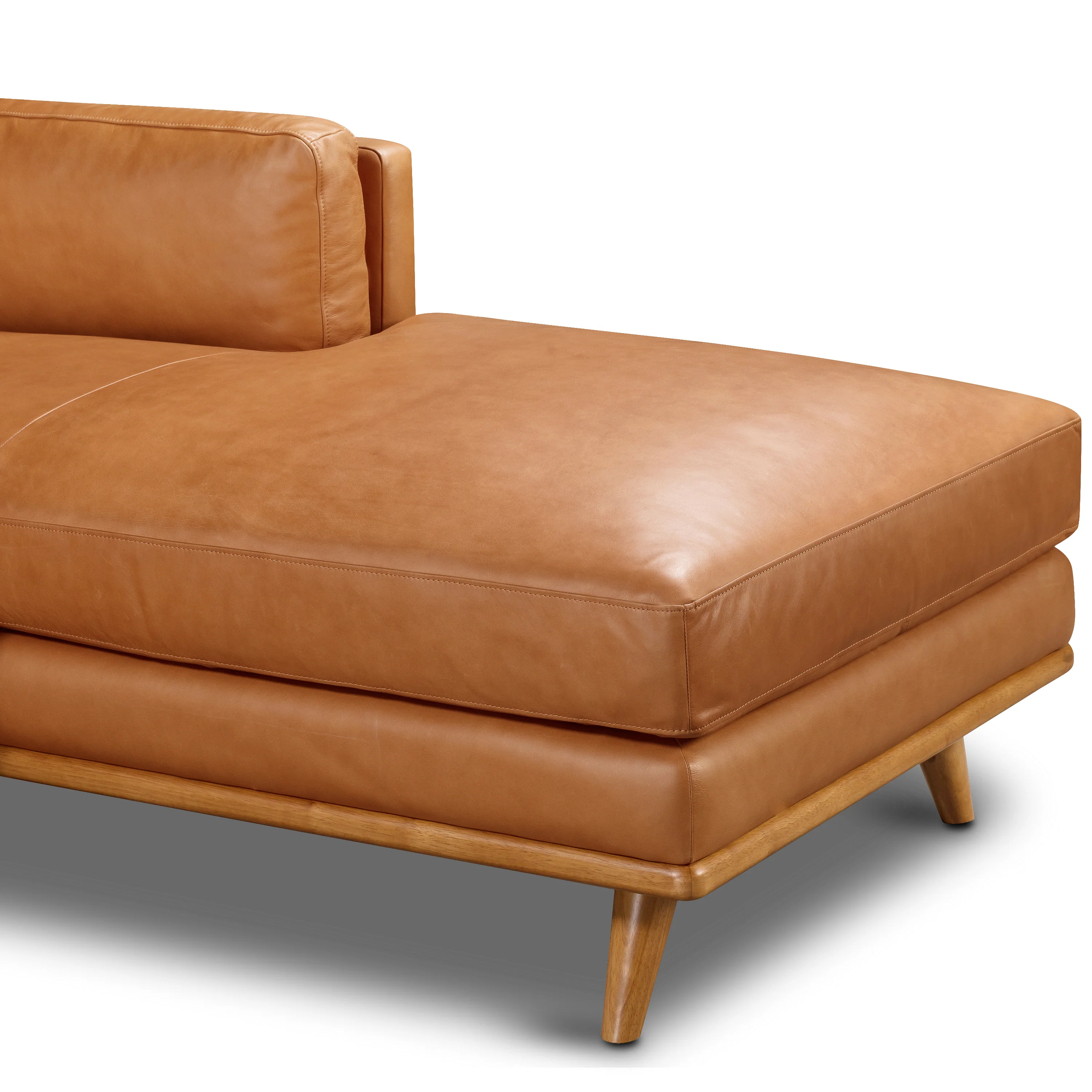 Cadiz 90" Leather Right-Facing Sectional Sofa | Saddle Tan - Image 9