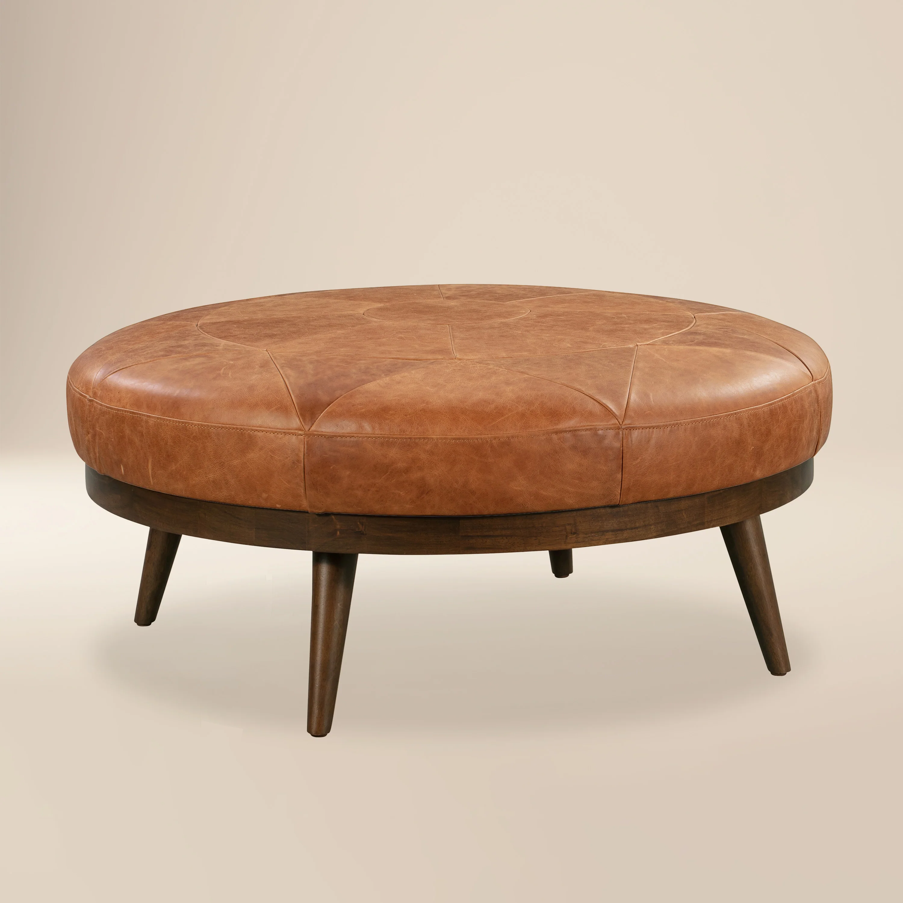 Gio Leather Ottoman | Cognac Tan