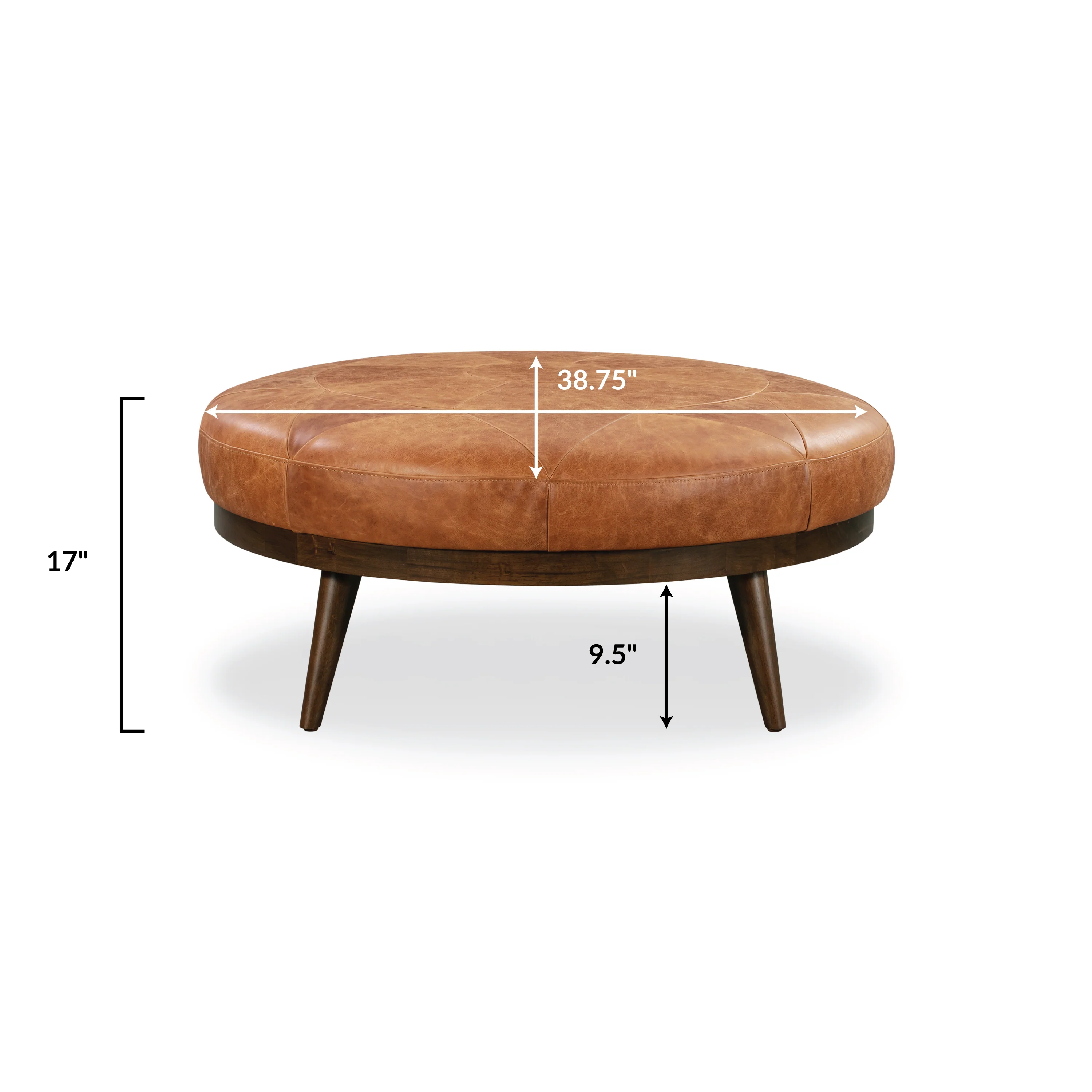 Gio Leather Ottoman | Cognac Tan - Image 11