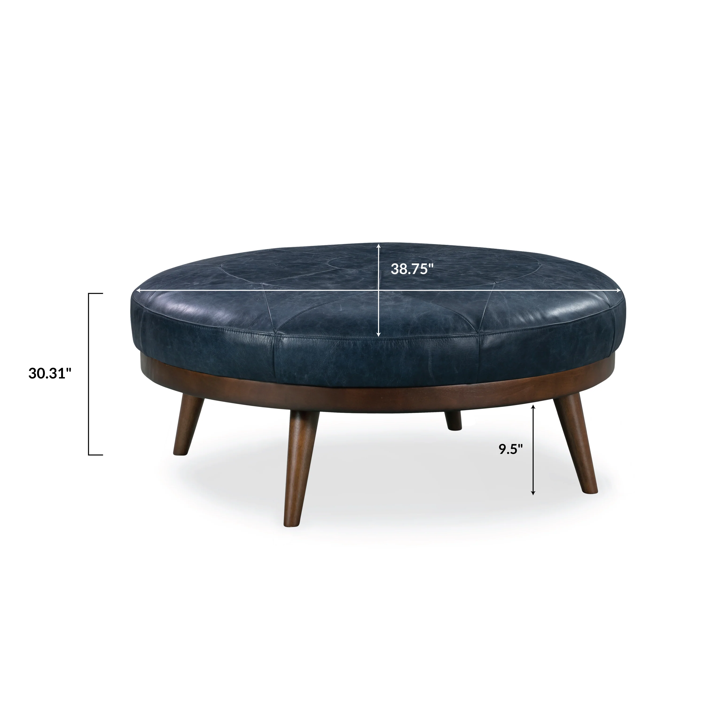 Gio Leather Ottoman | Midnight Blue - Image 12