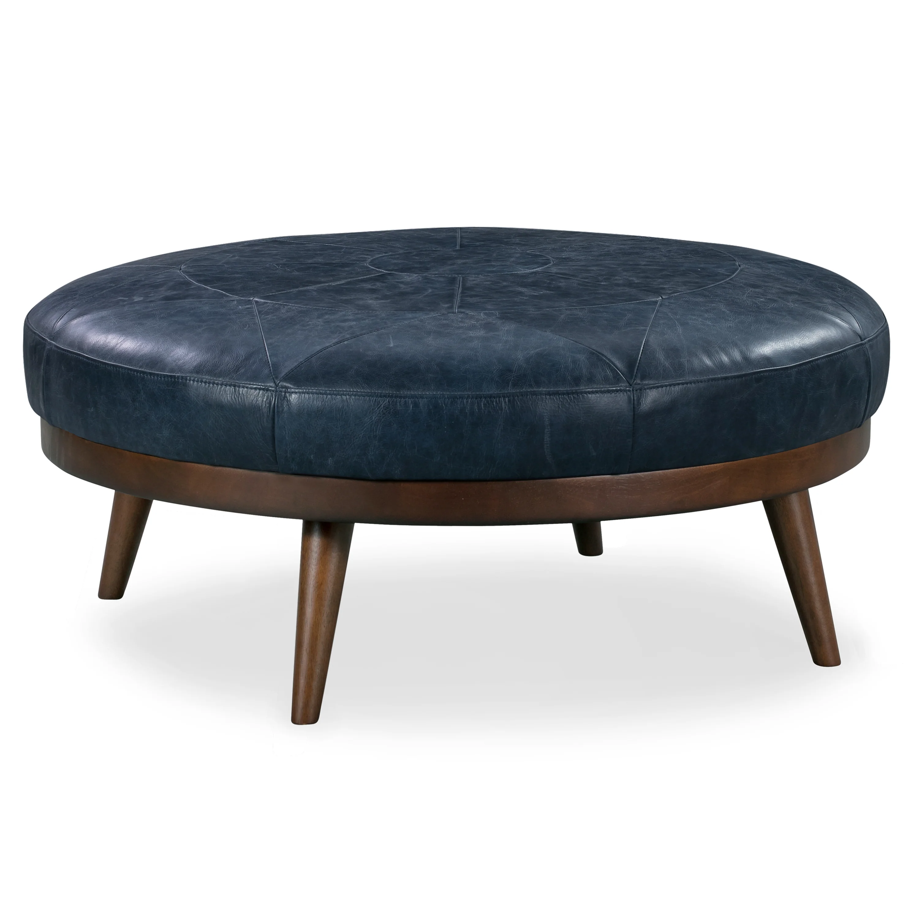 Gio Leather Ottoman | Midnight Blue - Image 3