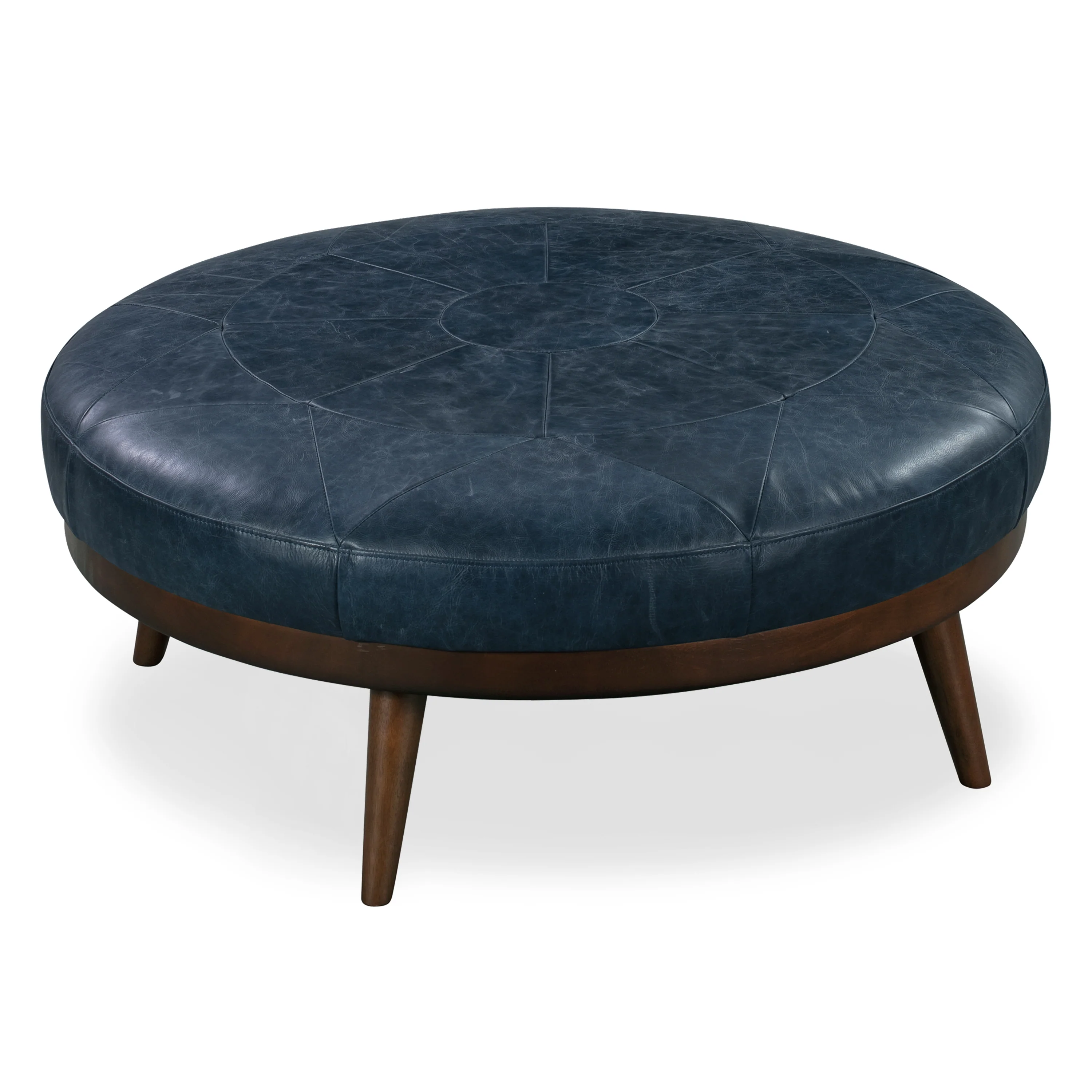 Gio Leather Ottoman | Midnight Blue - Image 4