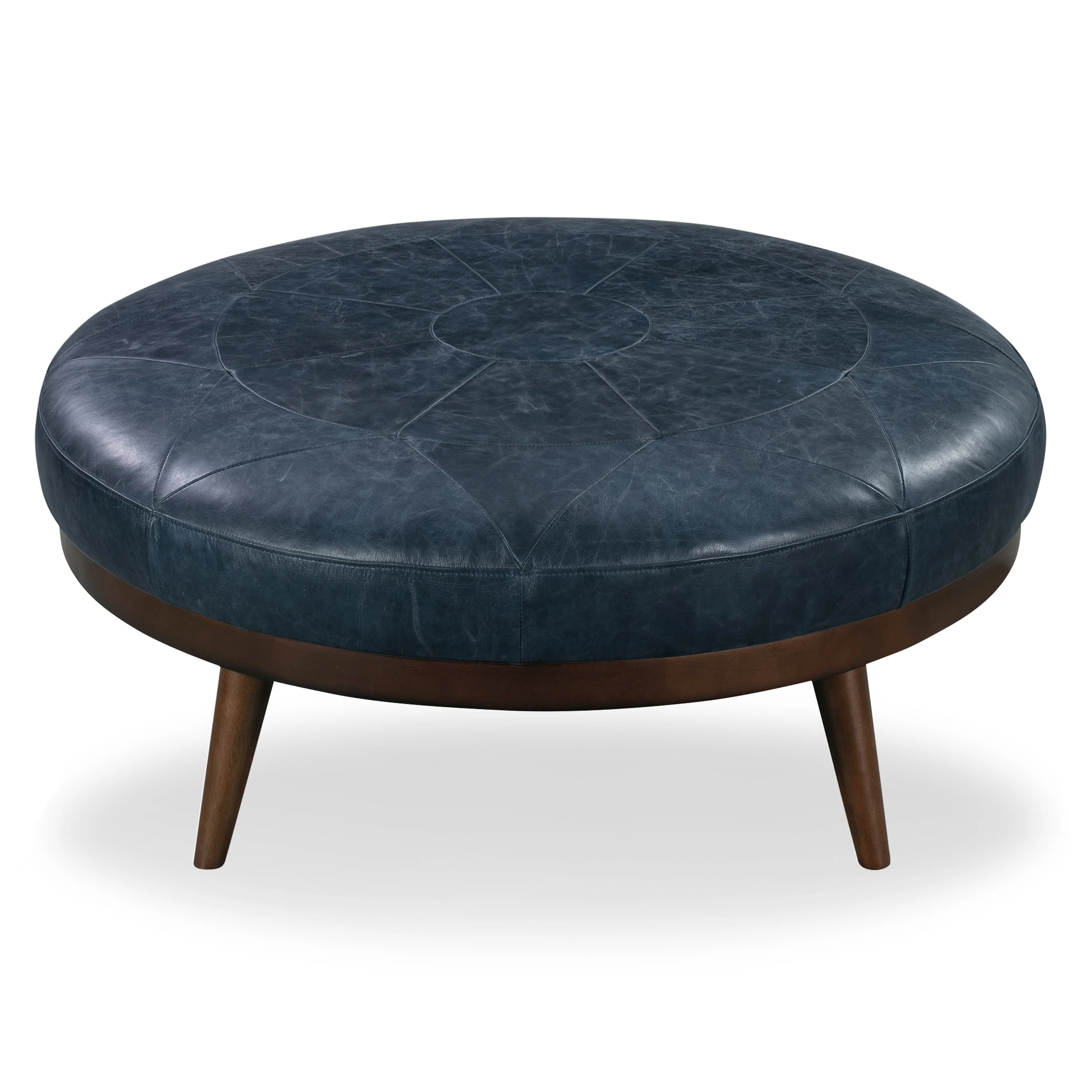 Gio Leather Ottoman | Midnight Blue - Image 6