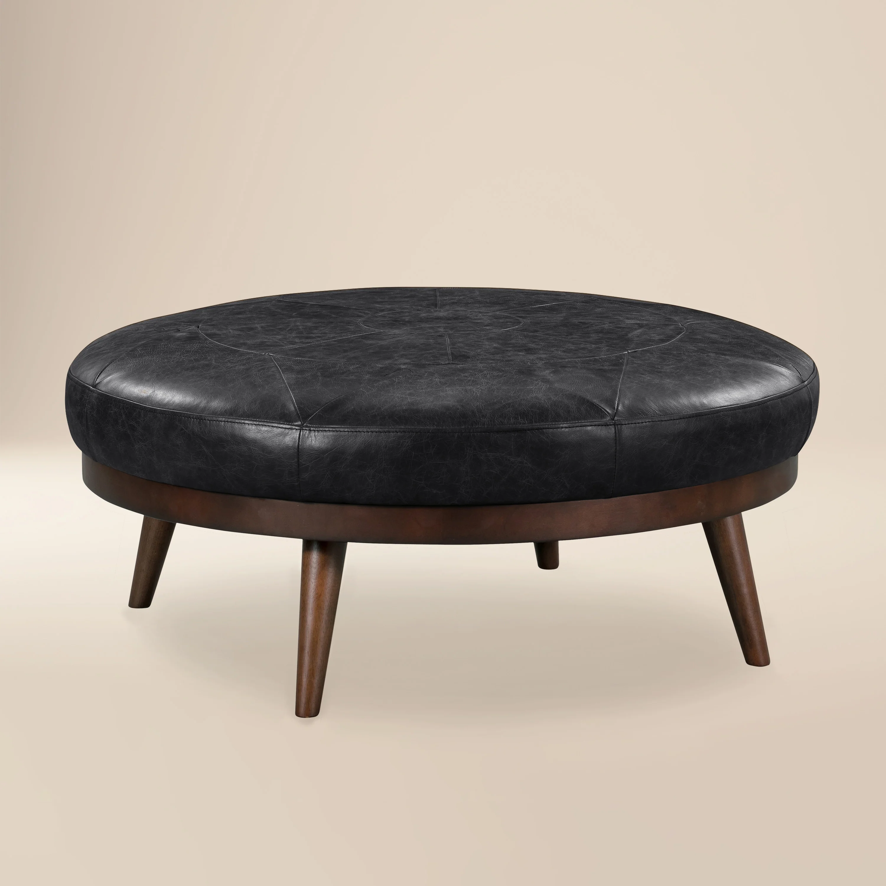 Gio Leather Ottoman | Onyx Black