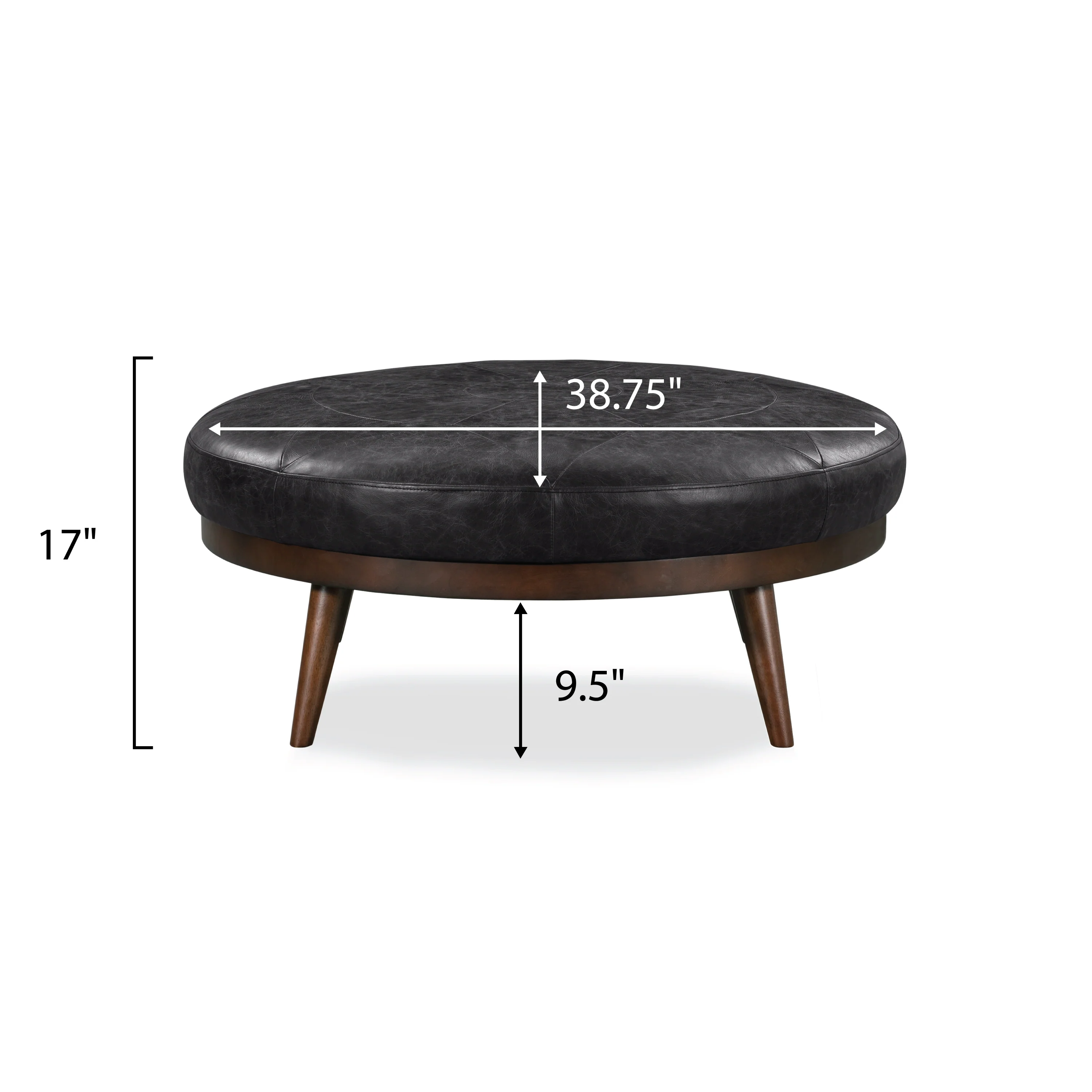 Gio Leather Ottoman | Onyx Black - Image 11
