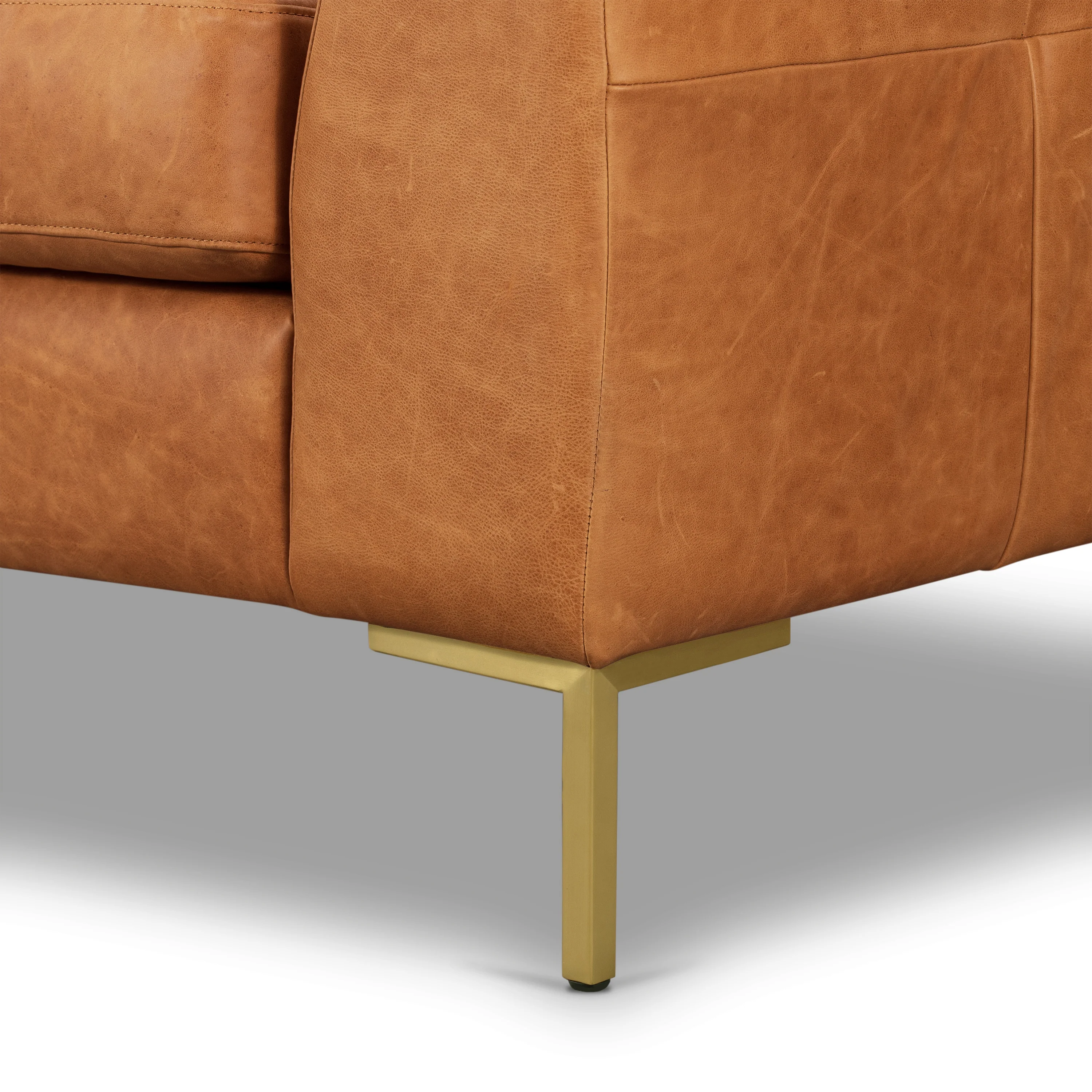 Calle 75" Leather Apartment Sofa | Cognac Tan - Image 22