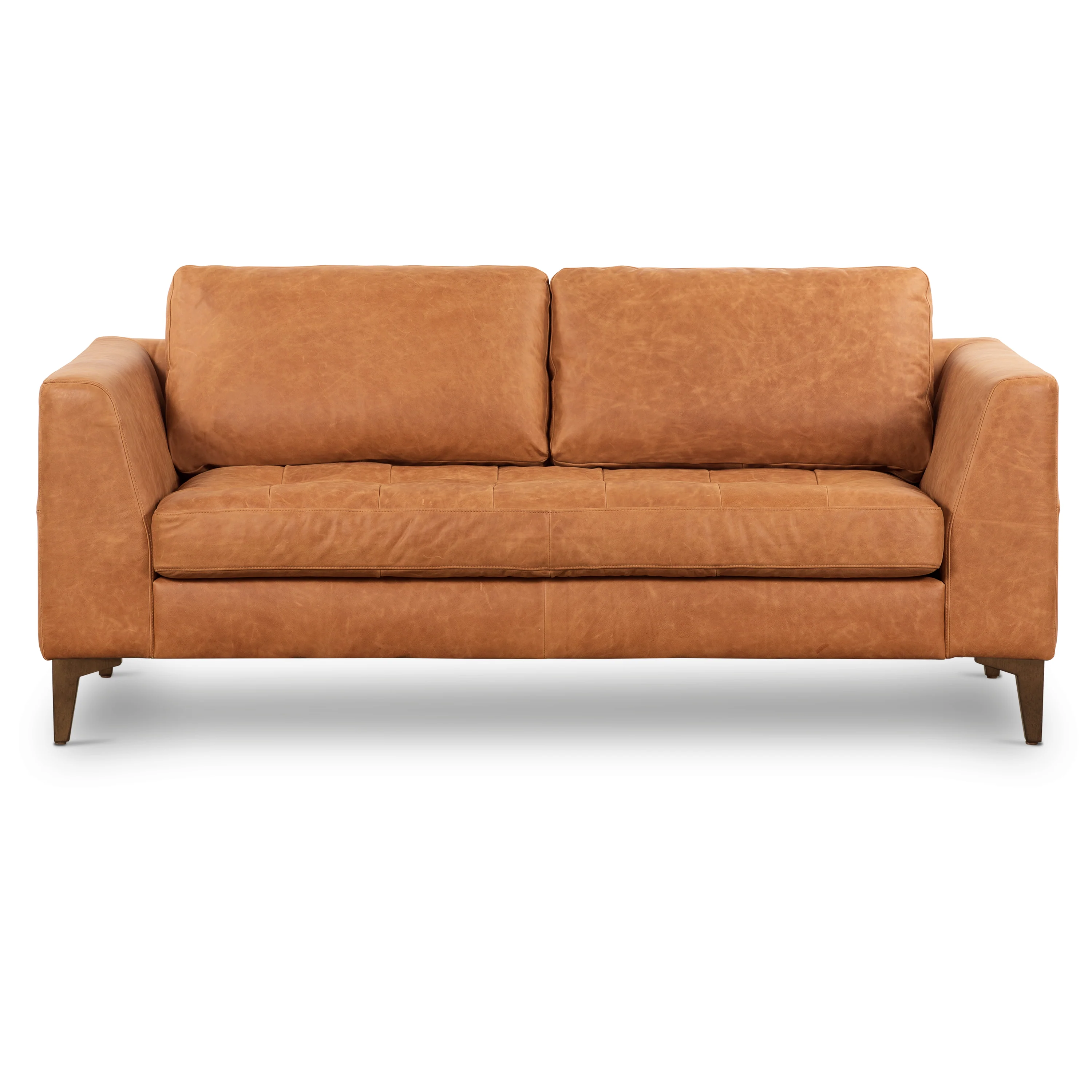 Calle 75" Leather Apartment Sofa | Cognac Tan - Image 3