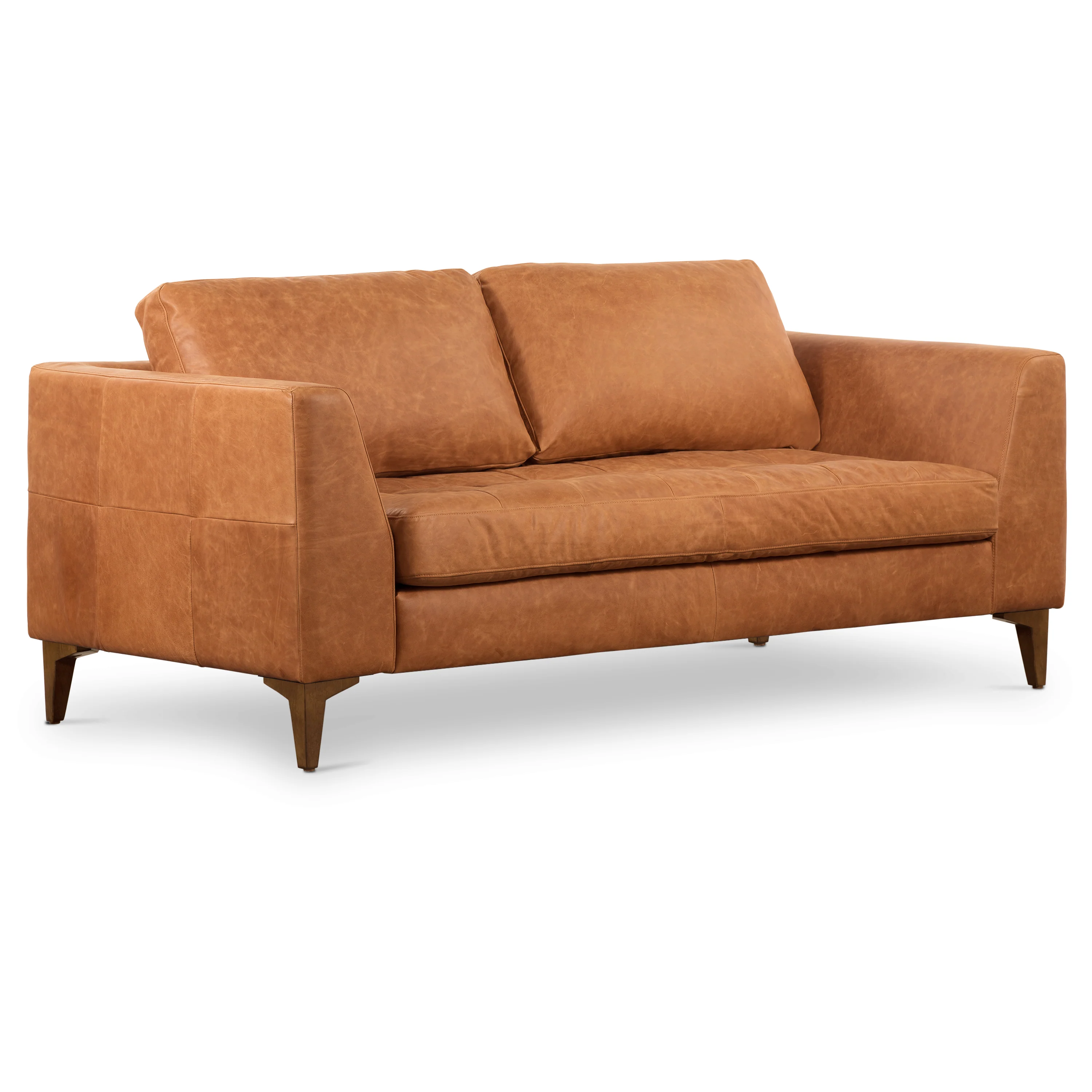 Calle 75" Leather Apartment Sofa | Cognac Tan - Image 4