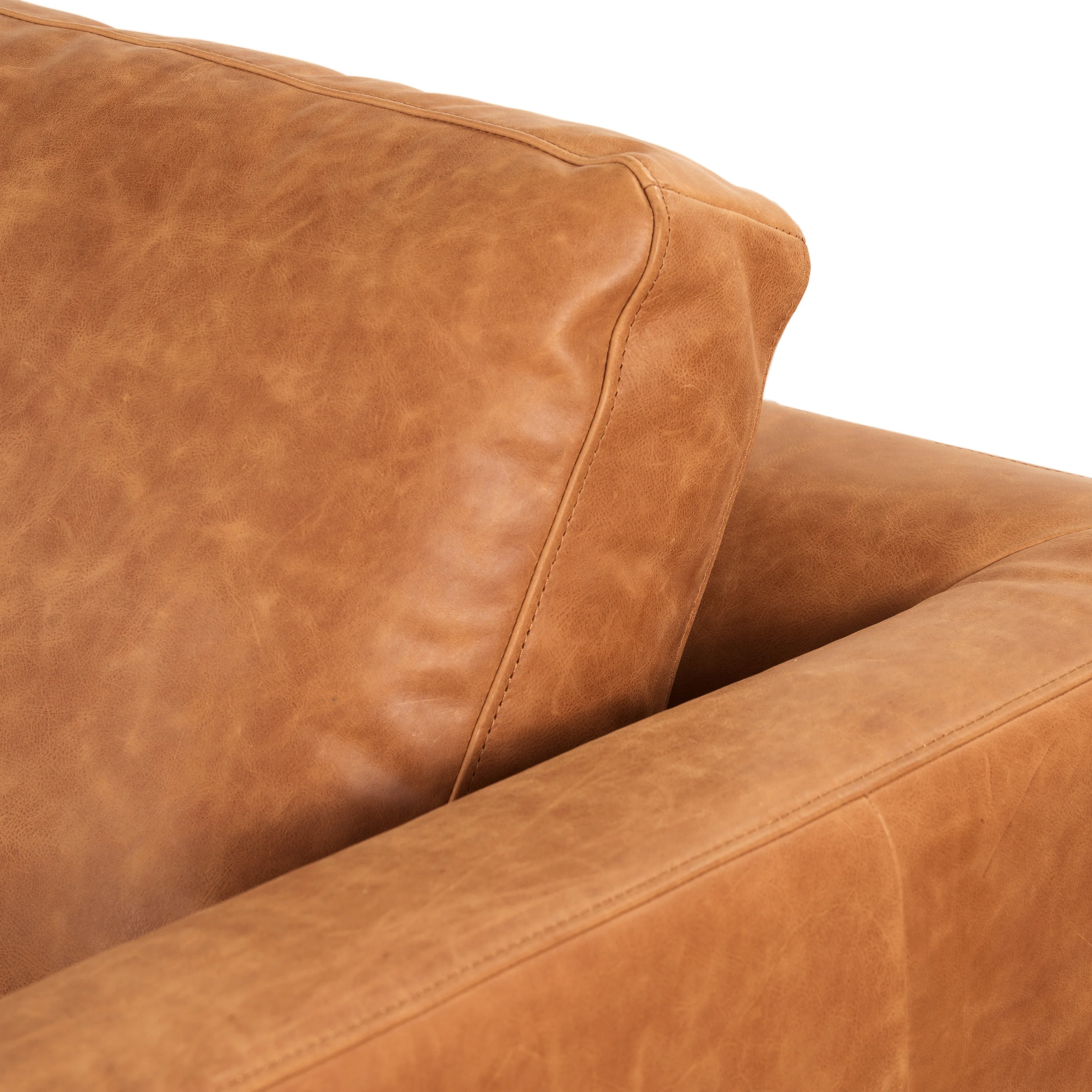 Calle 75" Leather Apartment Sofa | Cognac Tan - Image 9