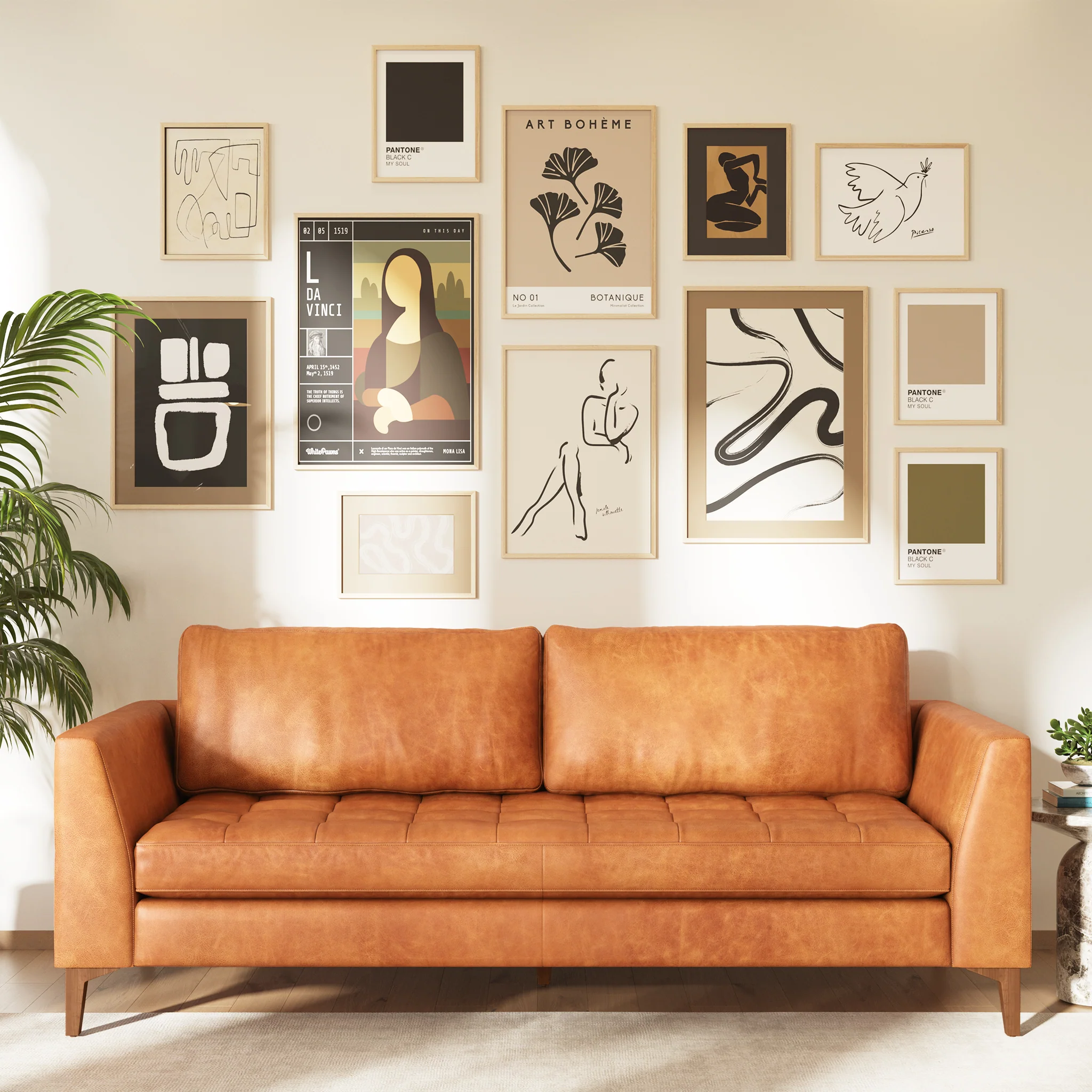 Calle 90" Leather Sofa | Cognac Tan - Image 16
