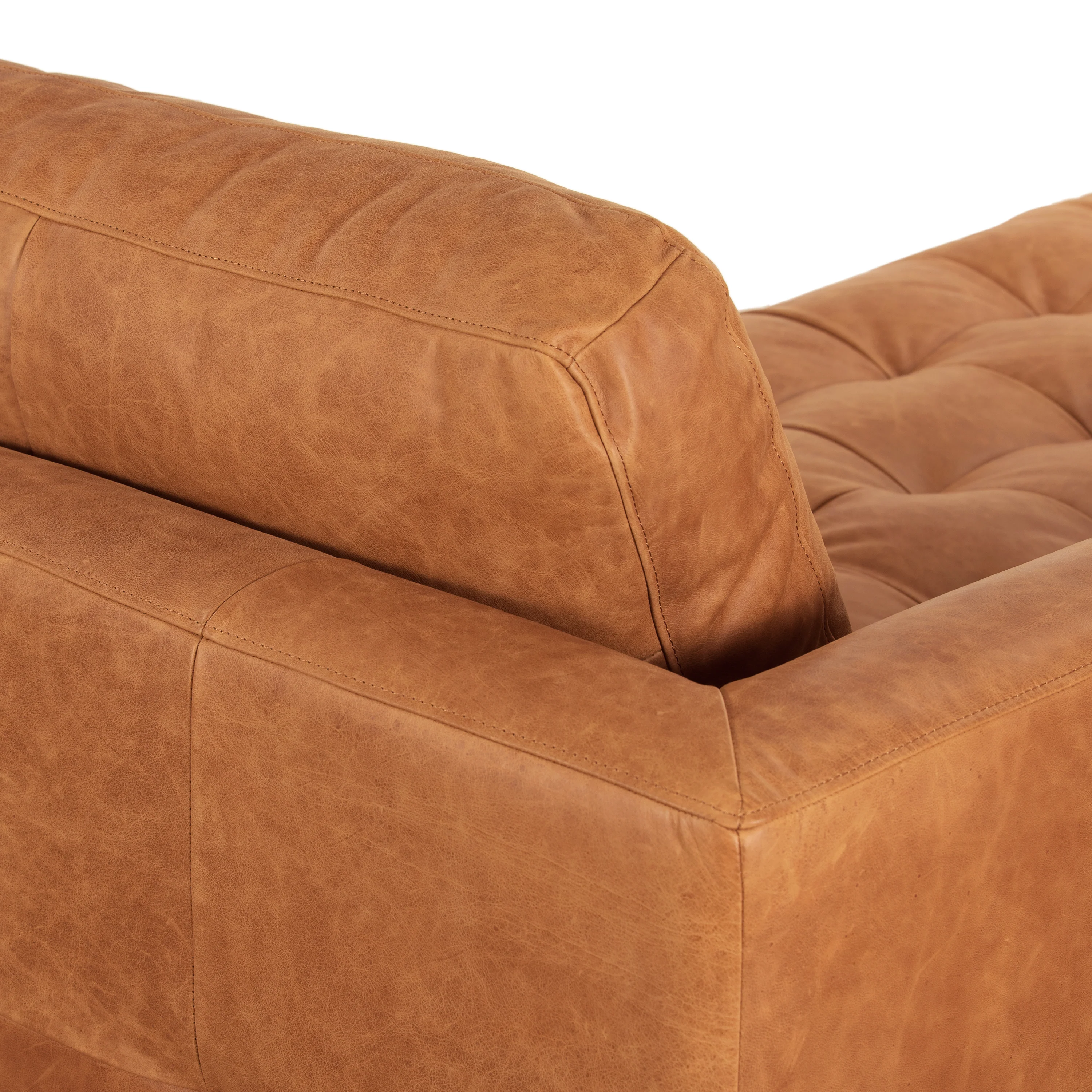 Calle 114" Leather Left-Facing Sectional Sofa | Cognac Tan - Image 10