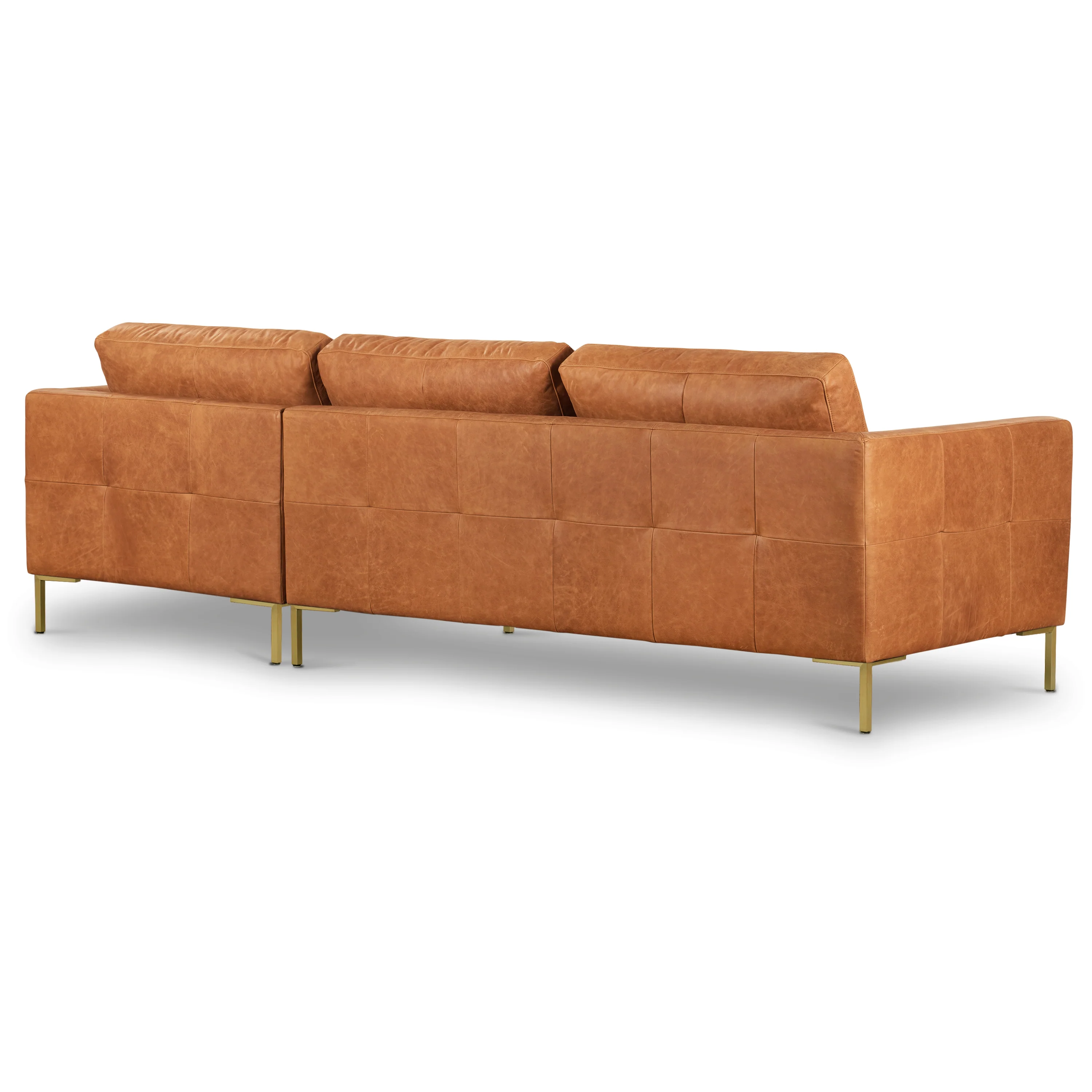 Calle 114" Leather Right-Facing Sectional Sofa | Cognac Tan - Image 22