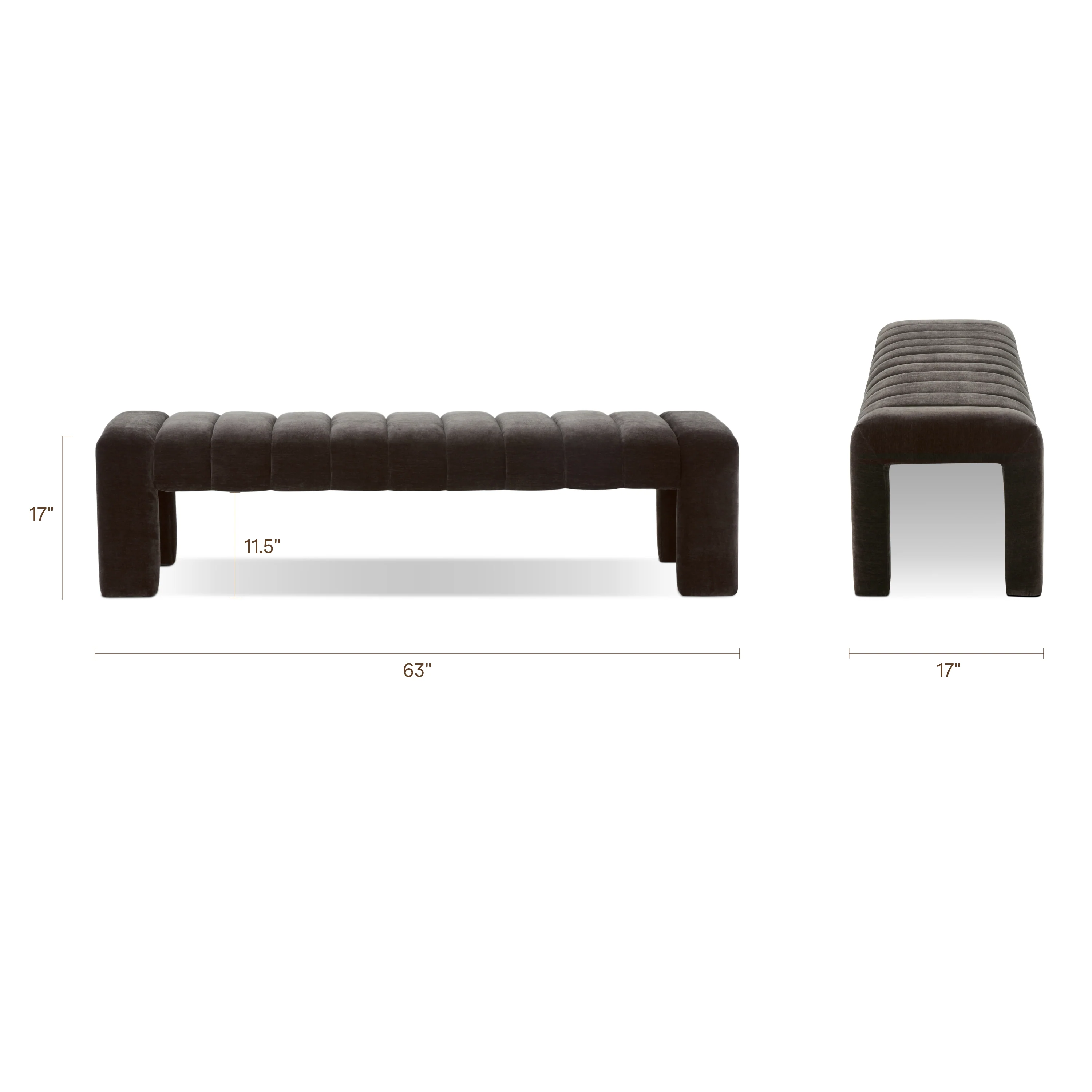 Canale 63" Fabric Bench | Ganache Brown - Image 11