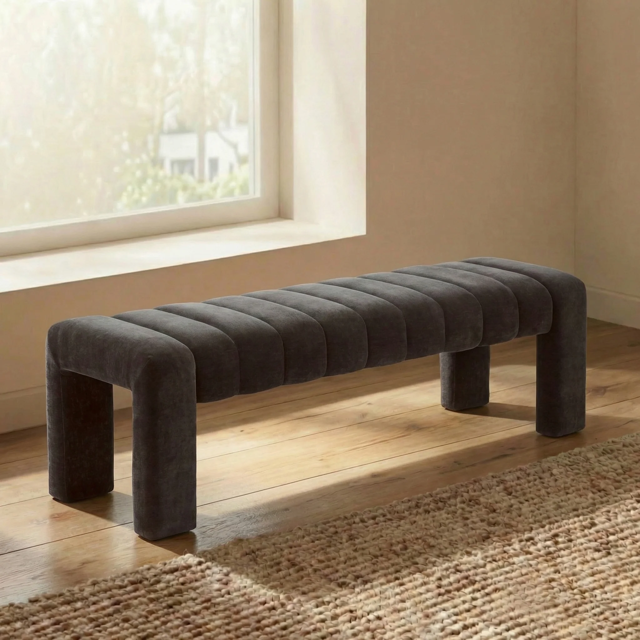 Canale 63" Fabric Bench | Ganache Brown - Image 3