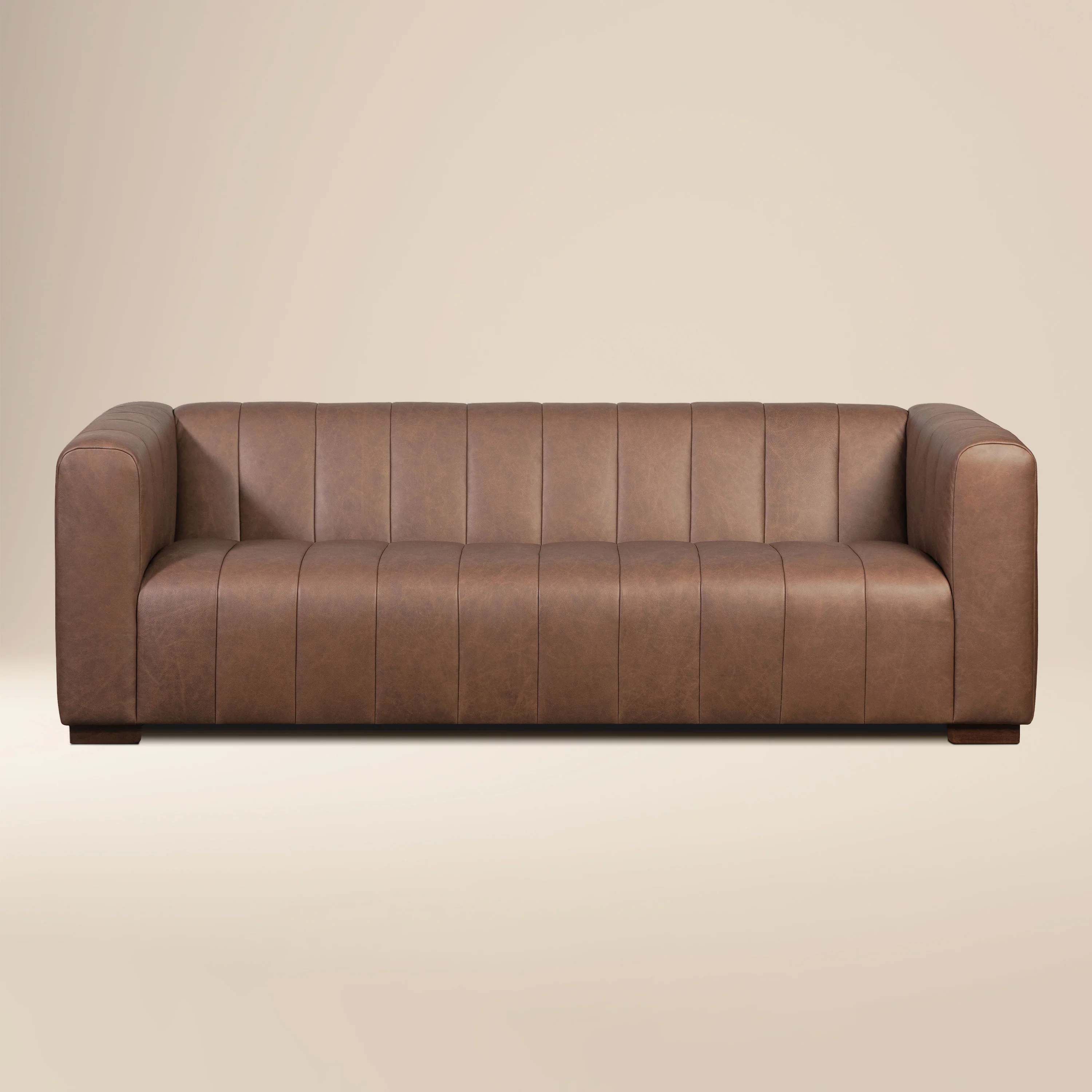 Canale 86" Leather Sofa | Caramel Brown