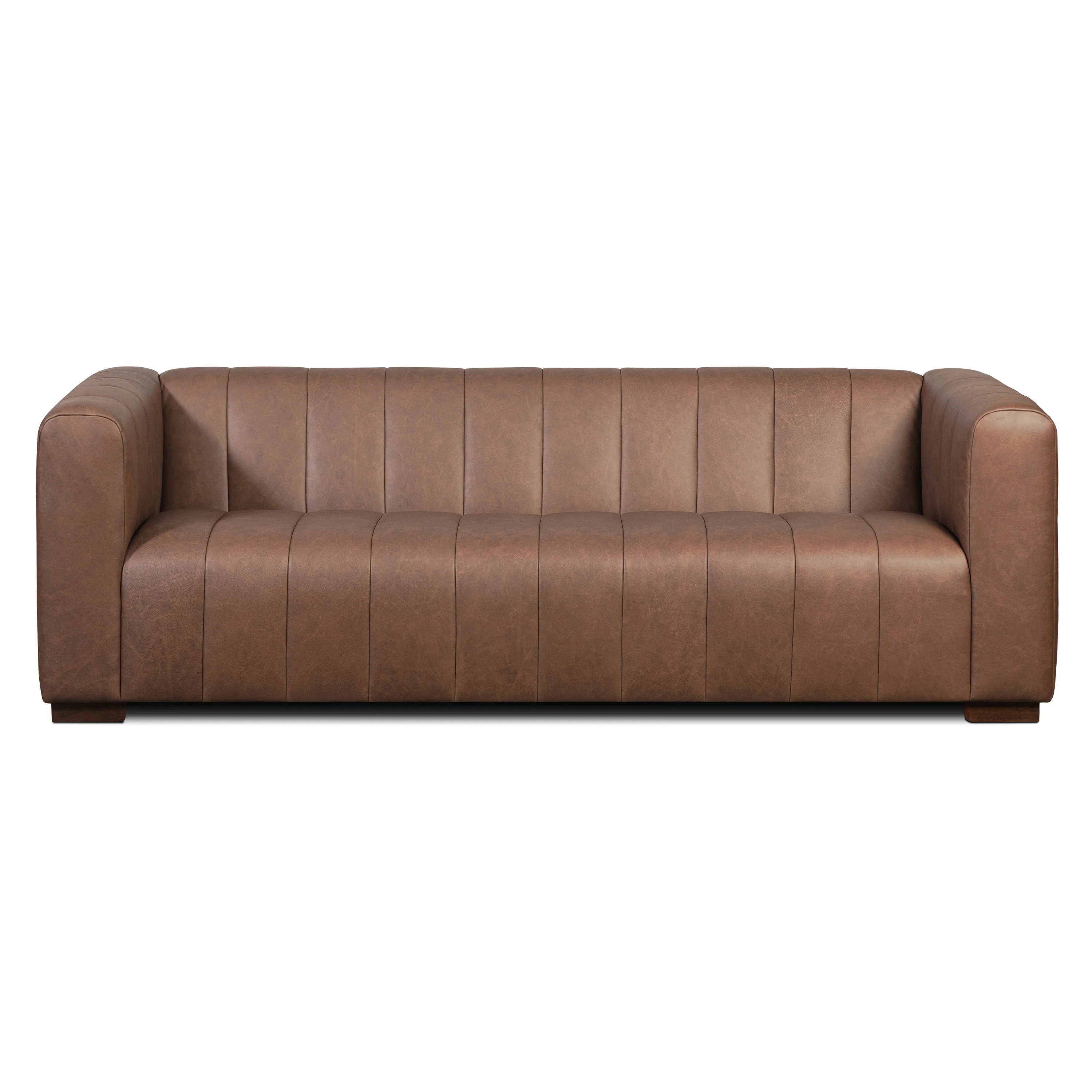 Canale 86" Leather Sofa | Caramel Brown - Image 2